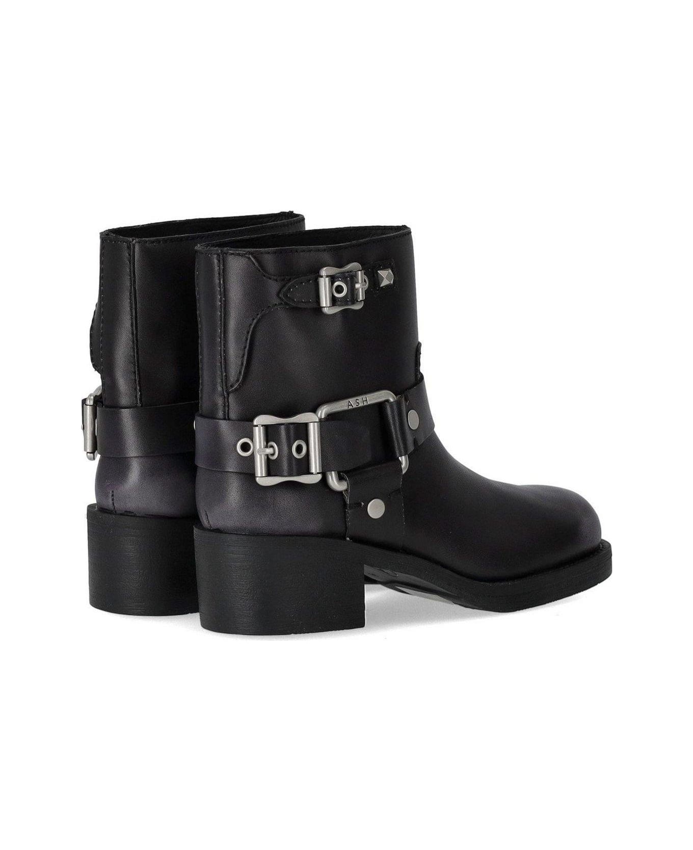 Ash Buckle Detailed Boots - BLACK