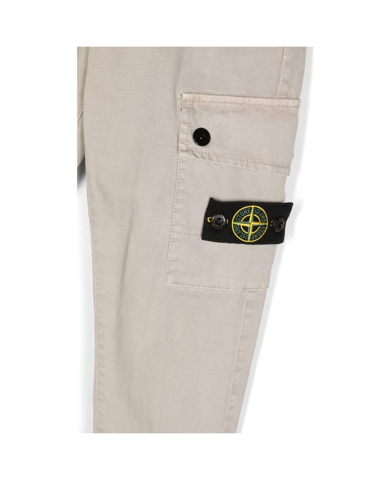 Stone Island Junior Grey Pants With Patch Pockets And Patch Logo In Stretch Cotton Boy - Grey