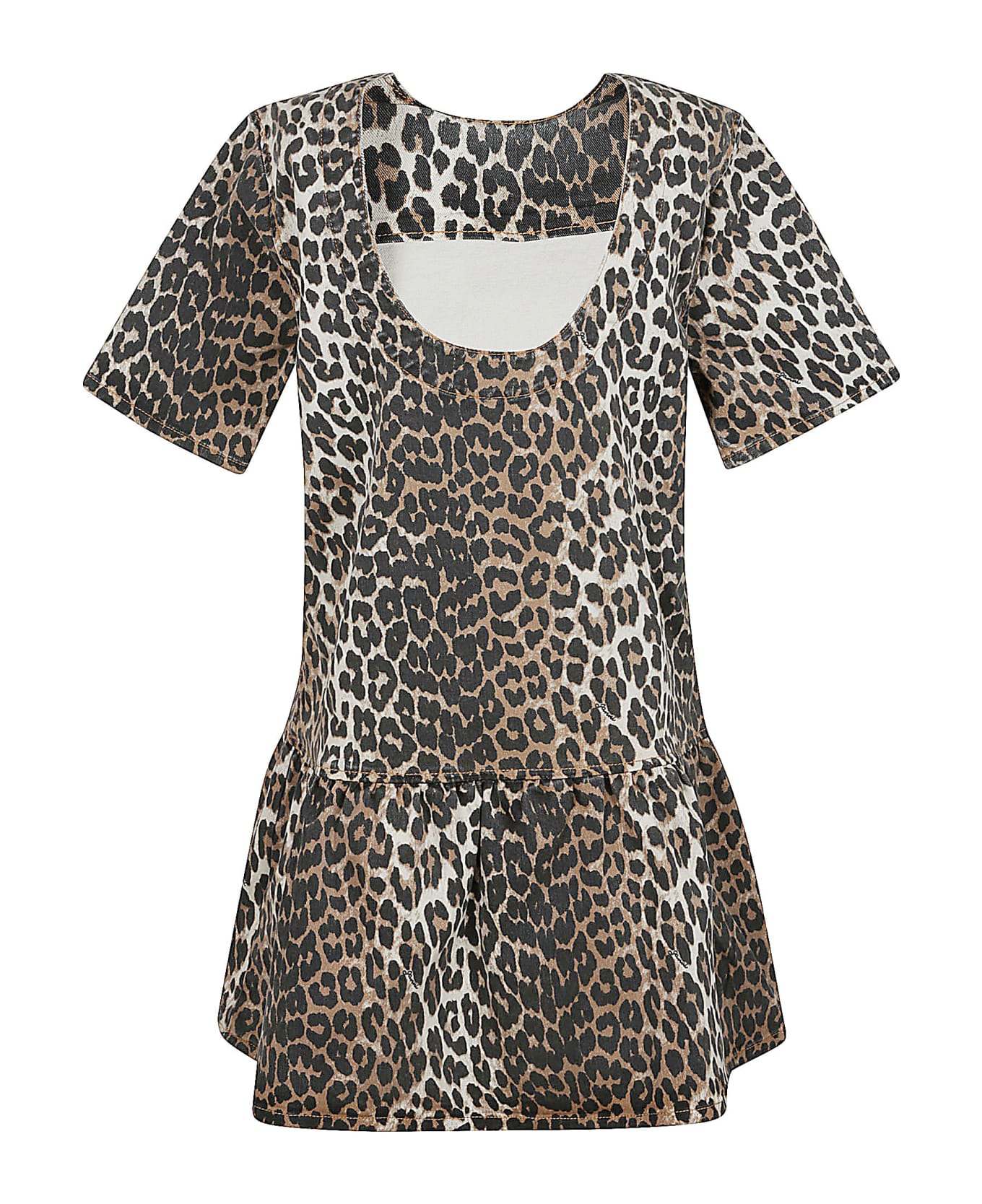 Ganni Animalier Print Flare Hem Dress - Leopard ワンピース＆ドレス