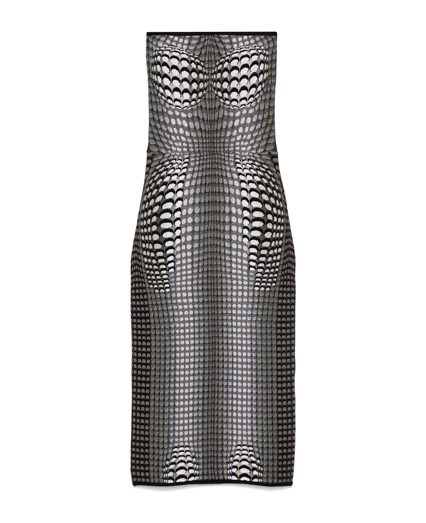 Marine Serre Jacquard Strapless Dress - Grey