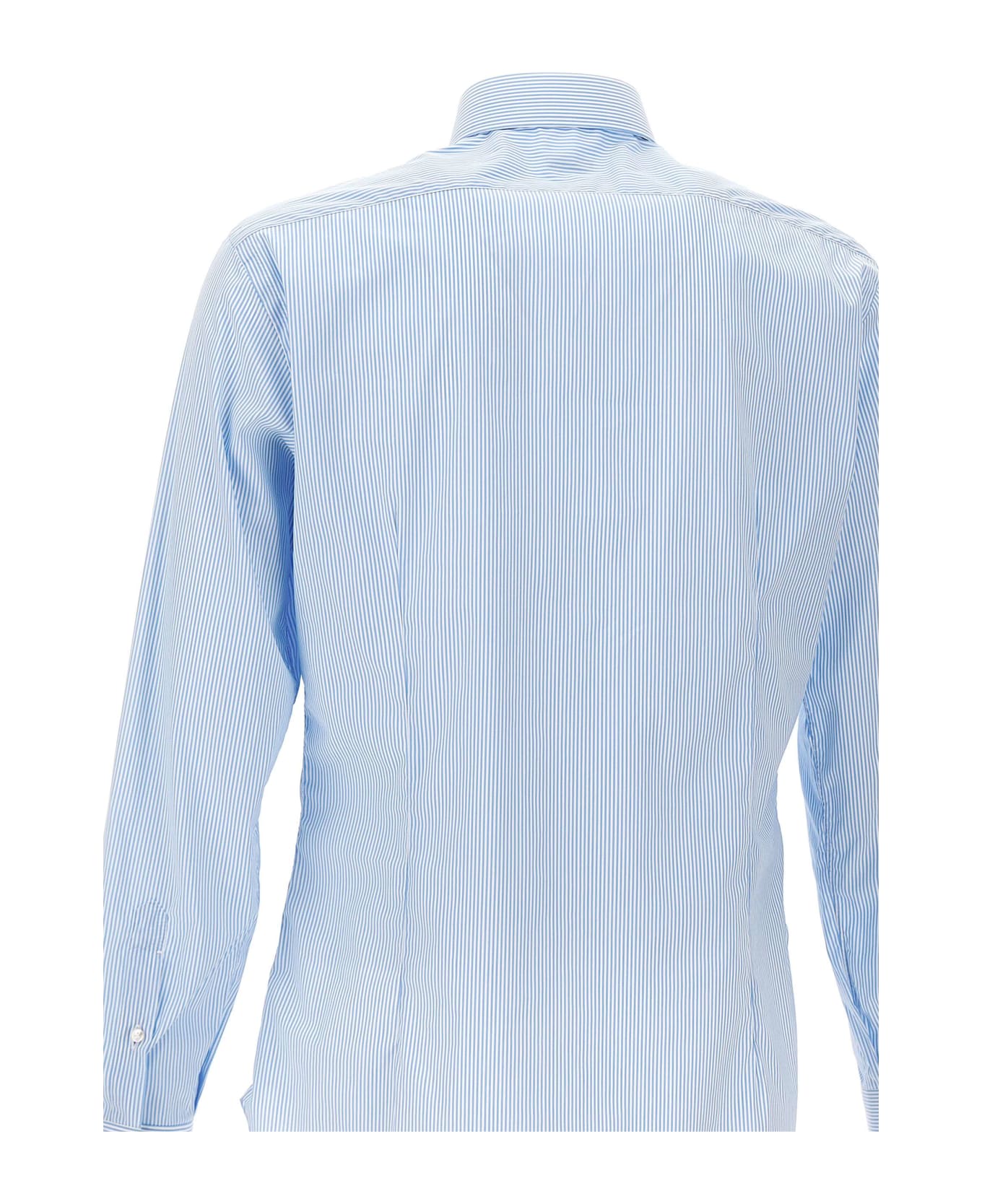 Barba Napoli Cotton Shirt - WHITE/light blue