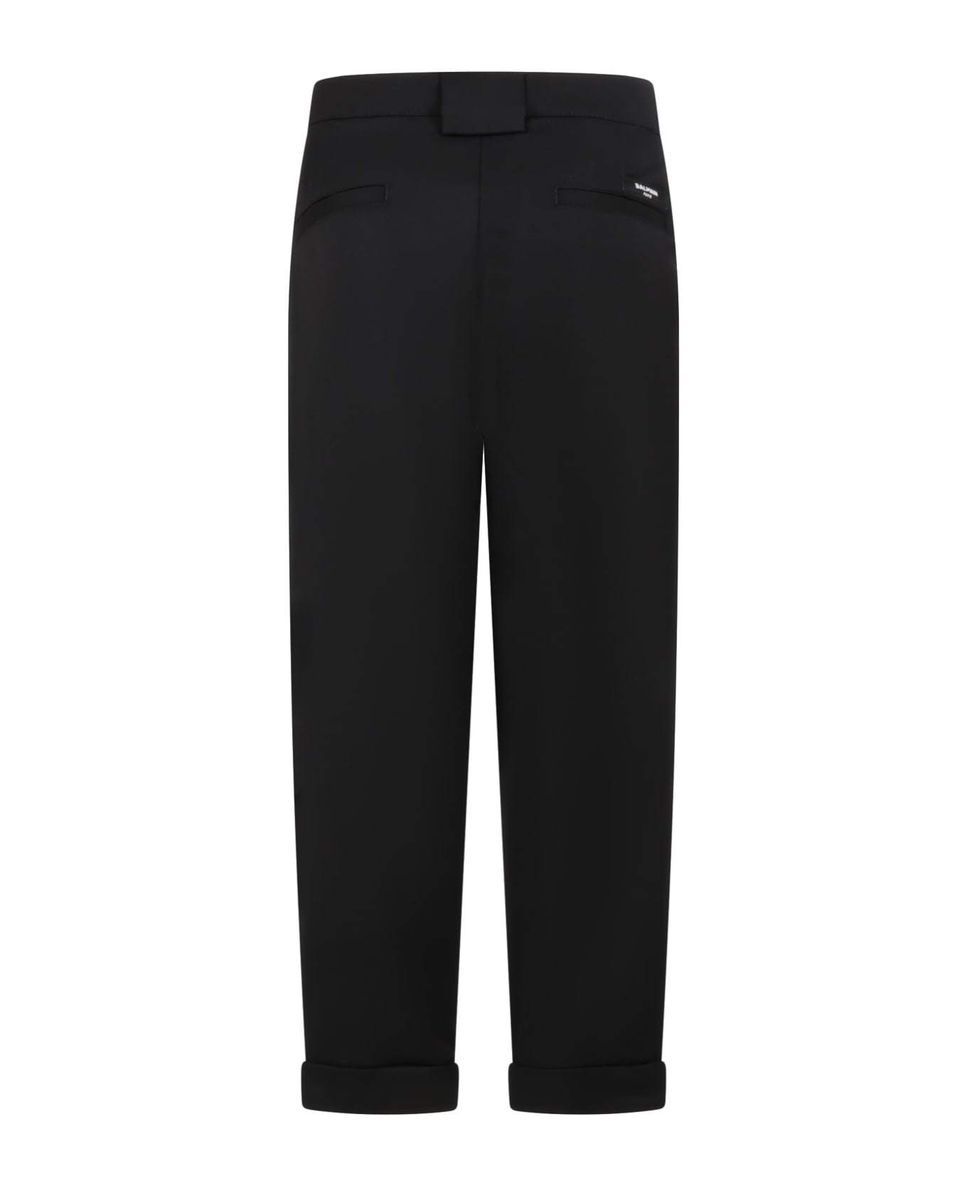 Balmain Black Trousers For Boy With Logo Patch - Black