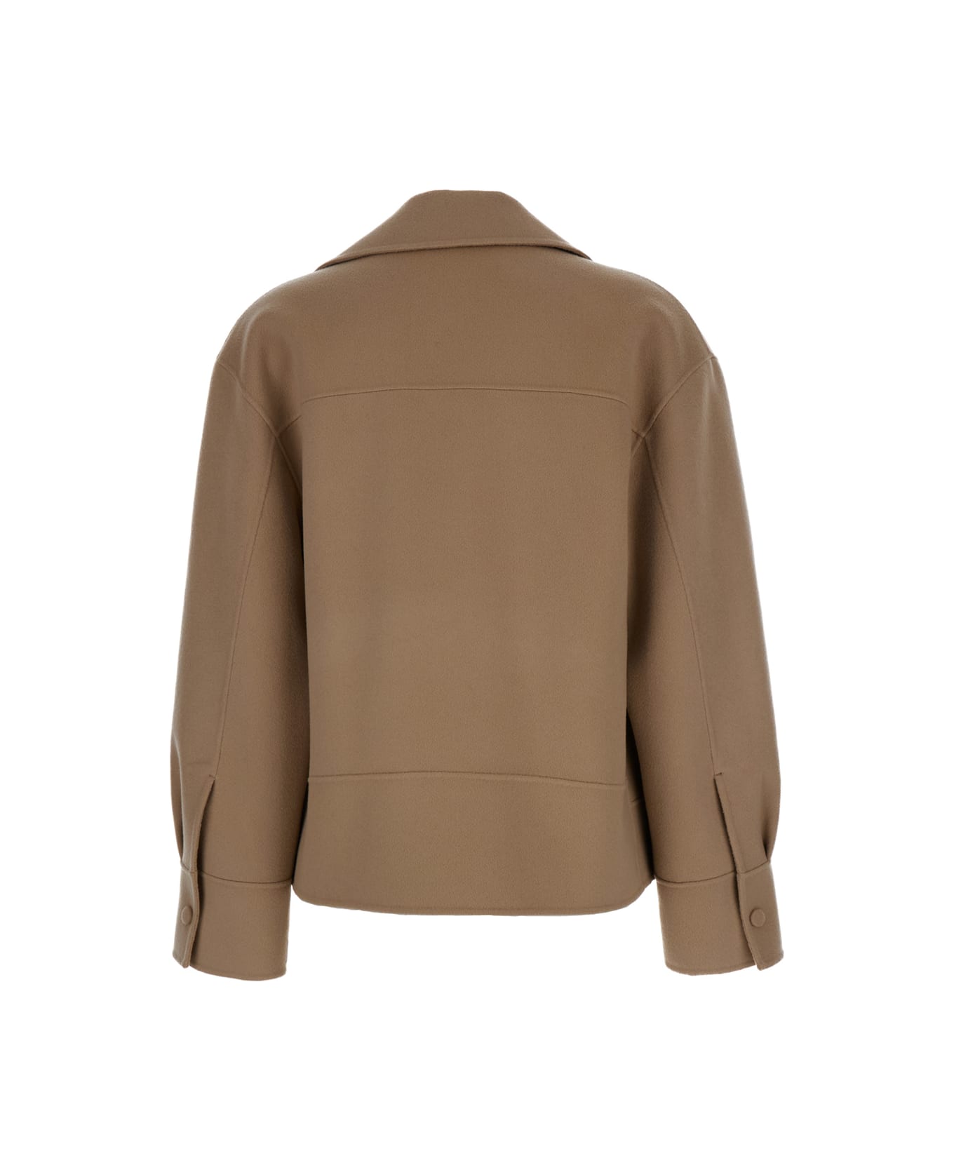 Theory Brown Biker Jacket With Zip In Wool And Cashmere Woman - Beige ニットウェア