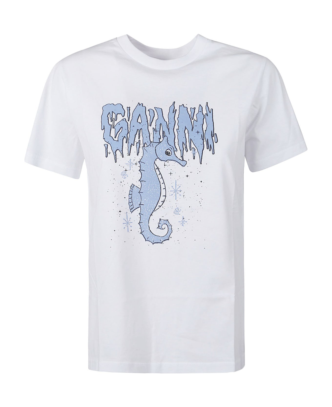 Ganni Logo Print Regular T-shirt - Bright White