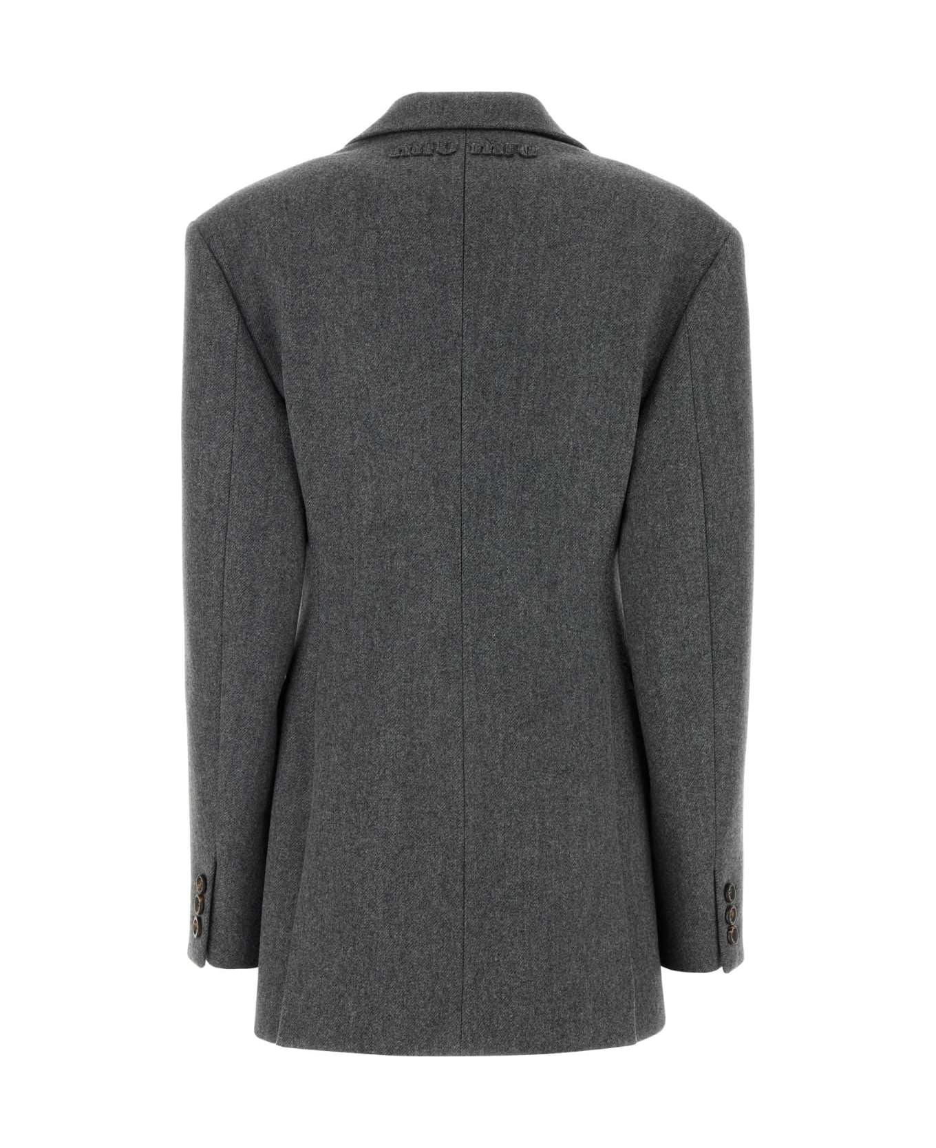 Miu Miu Dark Grey Wool Blazer - EMATITE