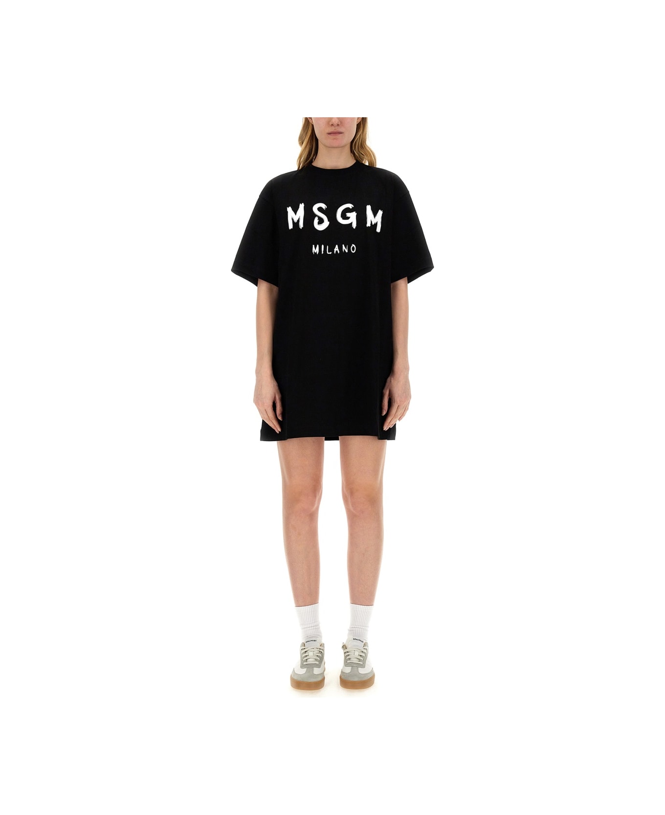 MSGM Brushed Logo Dress - BLACK