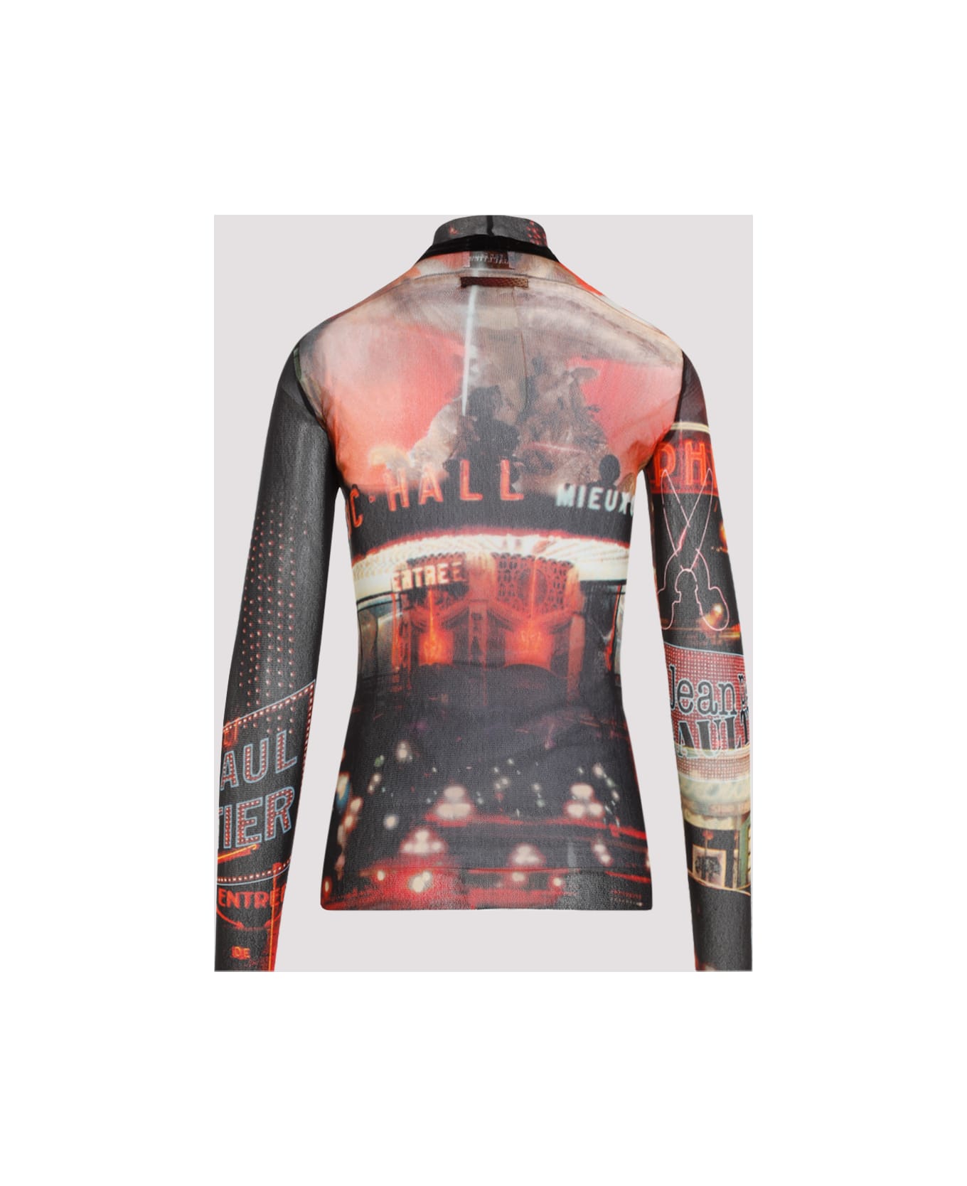 Jean Paul Gaultier Mesh Printed Pigalle Top - Black Red Orange