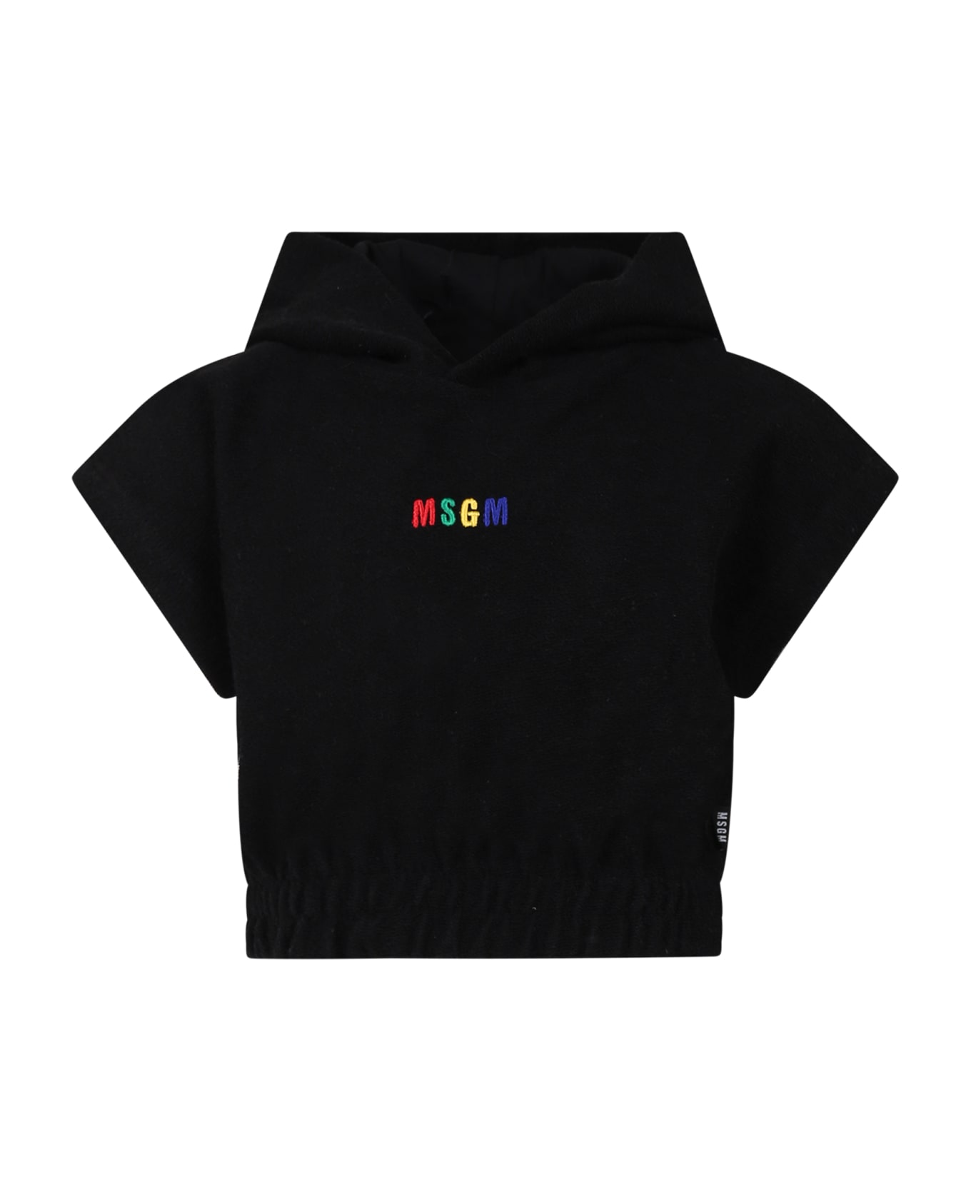 MSGM Black Sweatshirt For Girl With Logo - Black ニットウェア＆スウェットシャツ