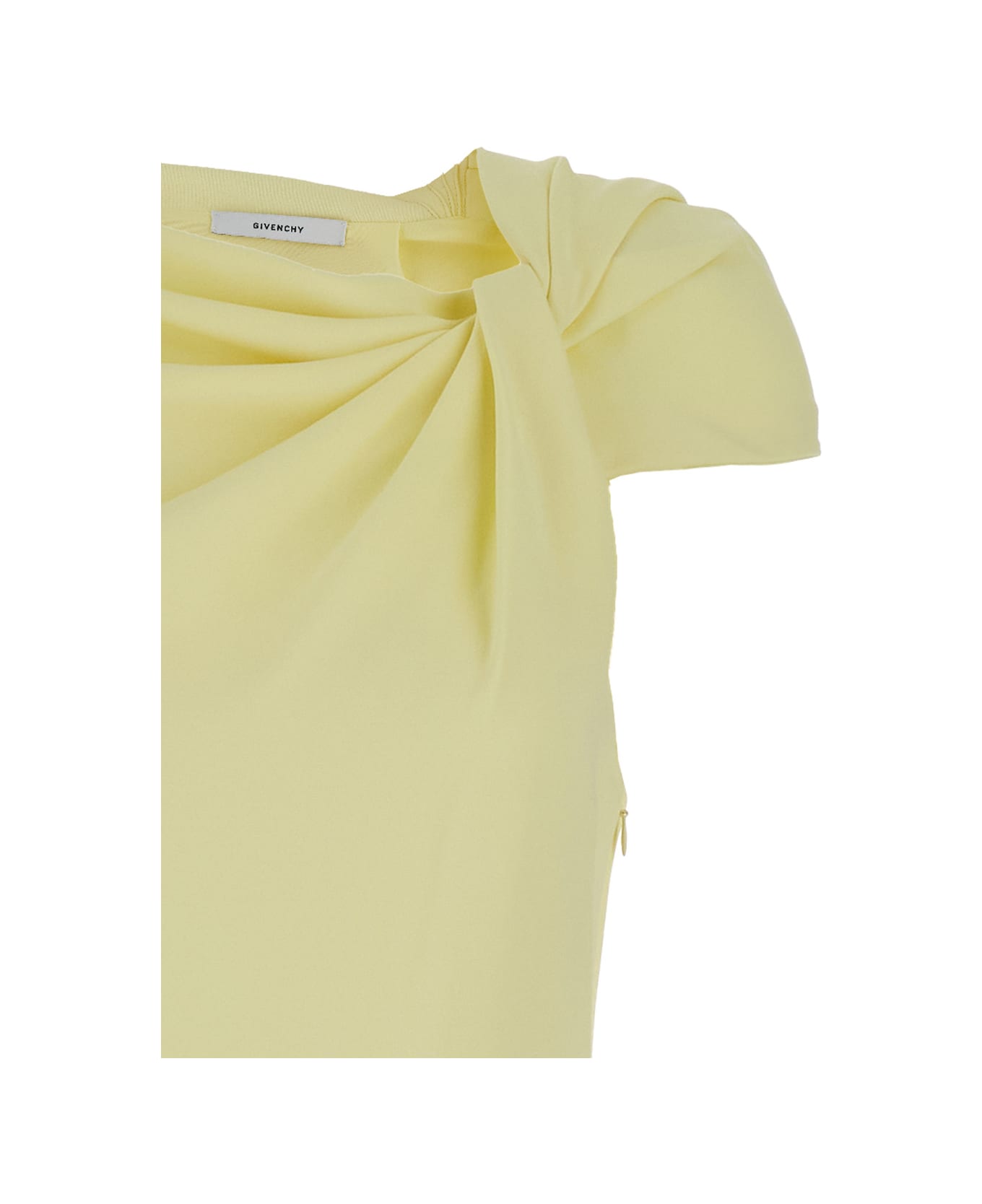 Givenchy Yellow Midi Dress With Draped Detail And Rear Single Slit In Viscose Blend Stretch Woman - Yellow