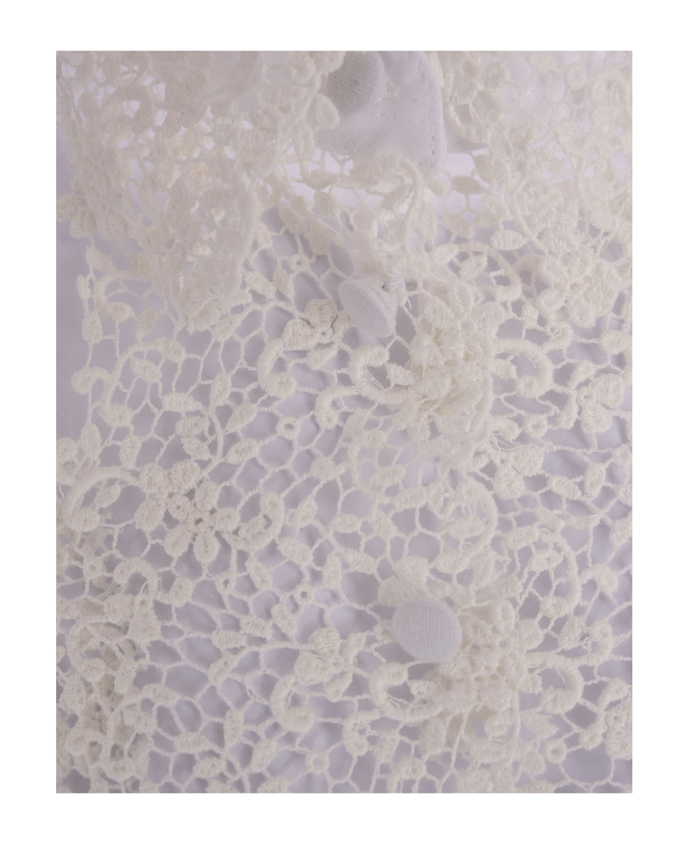 Ermanno Scervino White Blouse With Flower Lace And Cut-out - White
