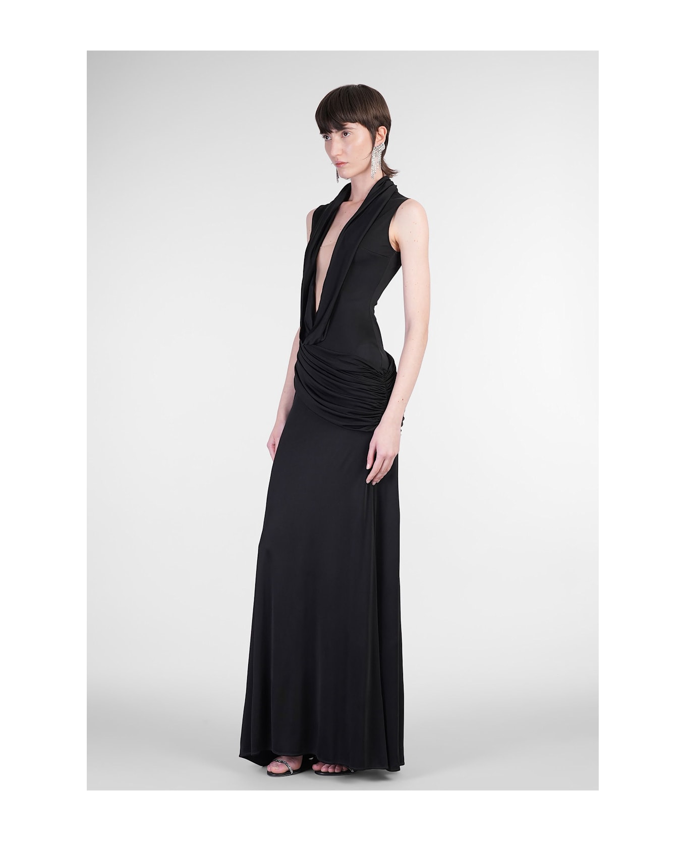 David Koma Long Dress In Black Acetate - black