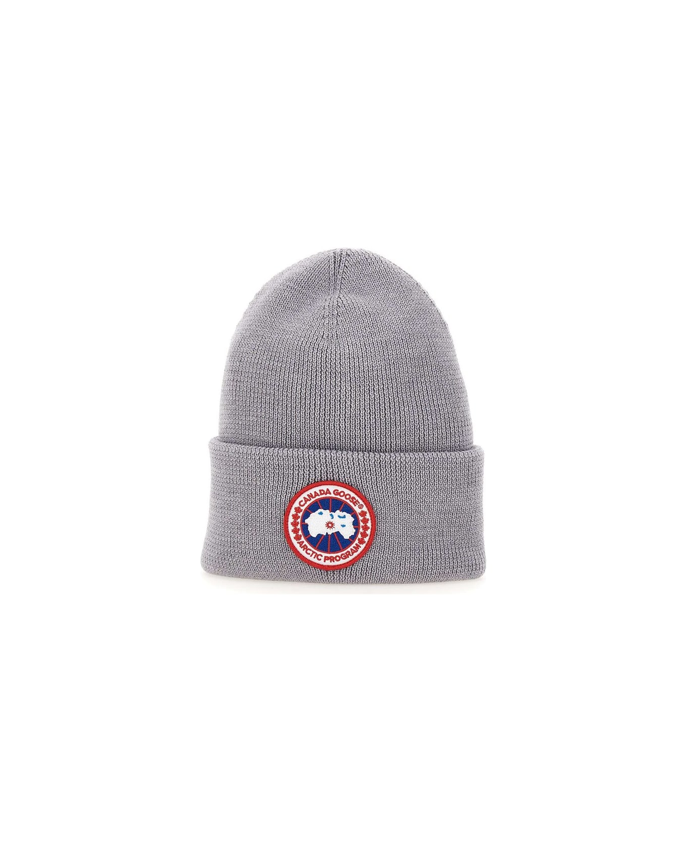 Canada Goose Logo Patch Knitted Beanie - Grey