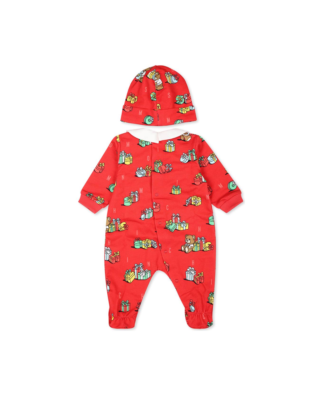 Moschino Red Babygrow Set For Babykids With Teddy Bear - Red