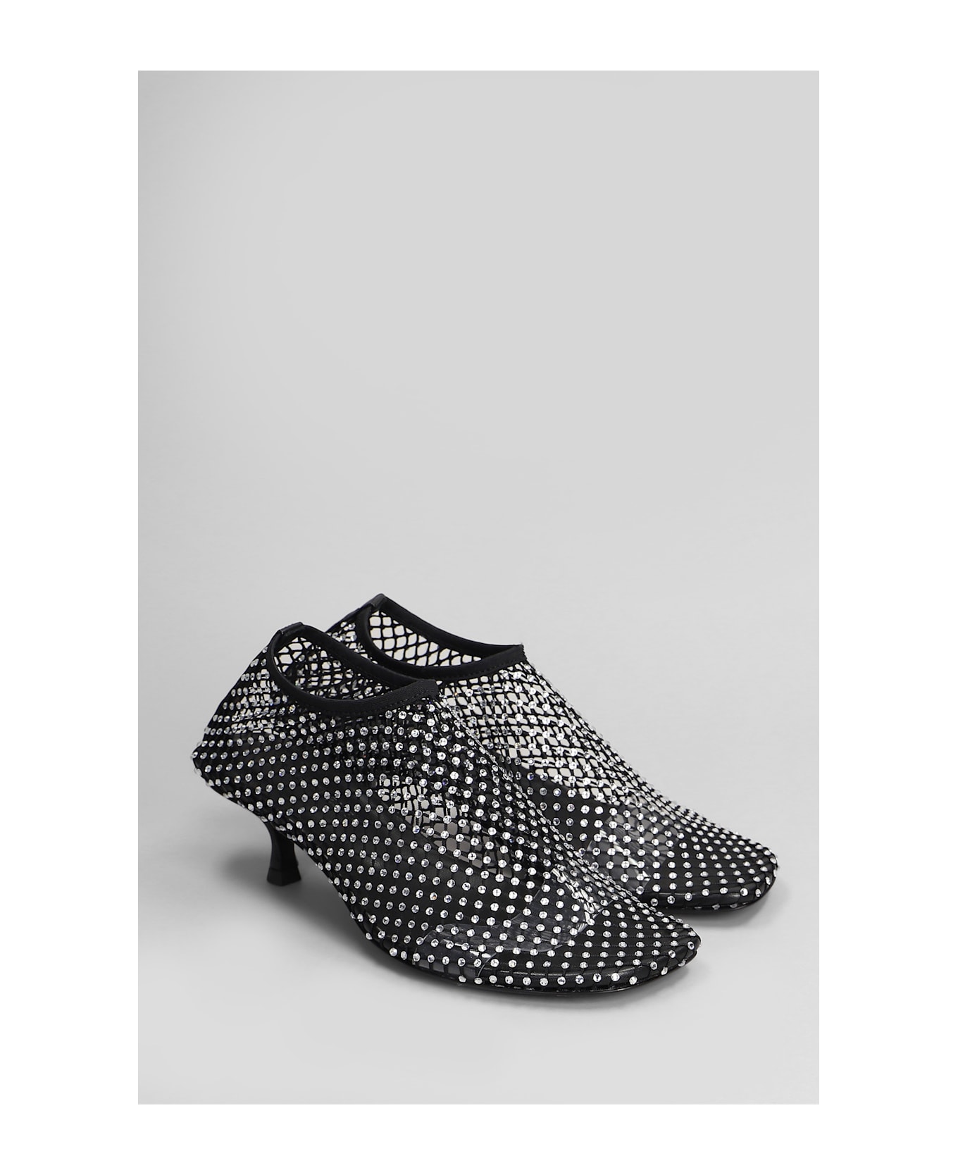 Christopher Esber Minette Crystal Low Heels Ankle Boots In Black Nylon - black