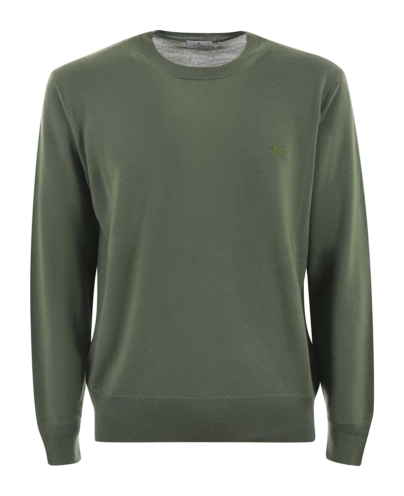 Etro Pegaso Embroidered Crewneck Jumper - Green