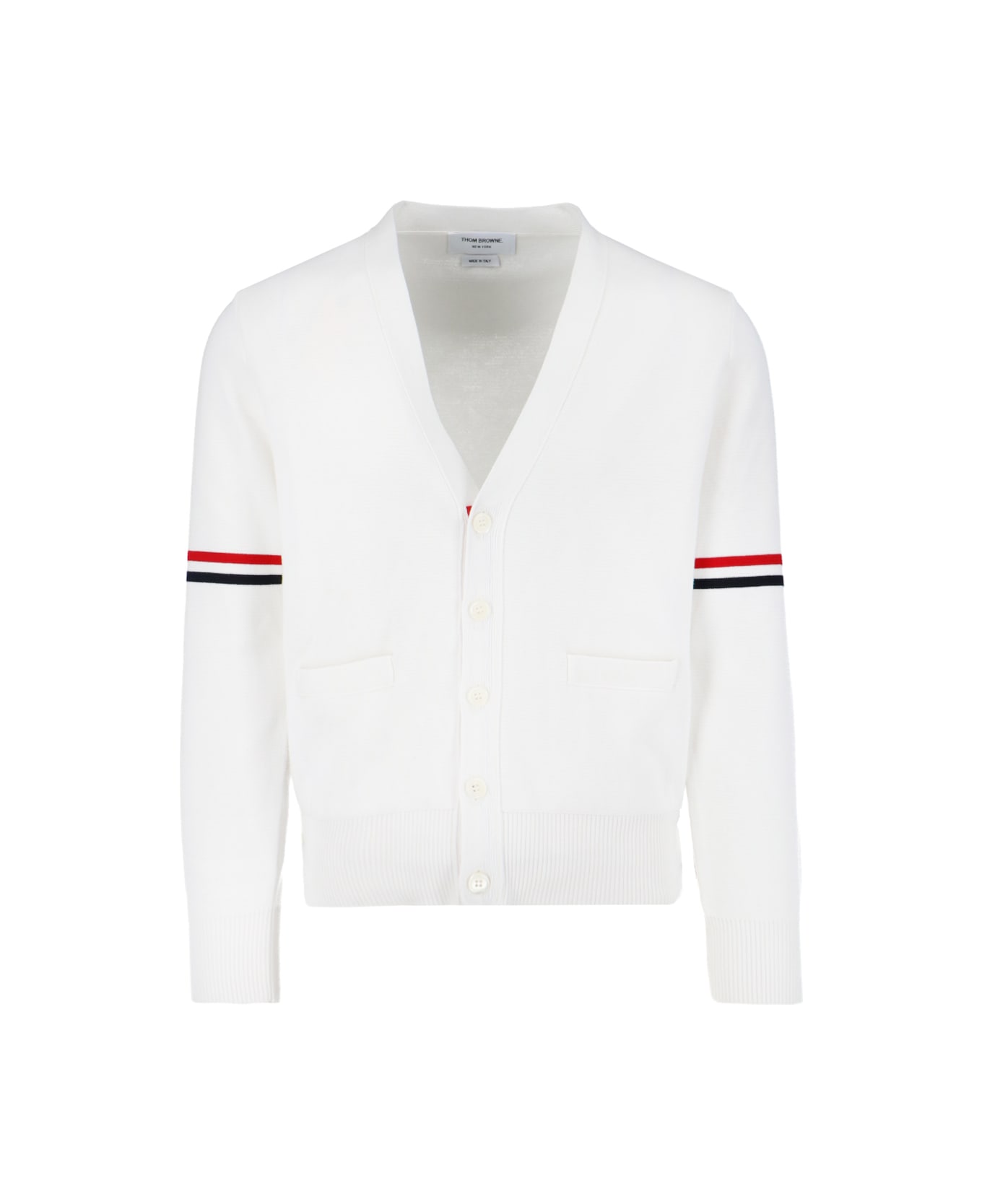 Thom Browne Tricolor Detail Cardigan - White