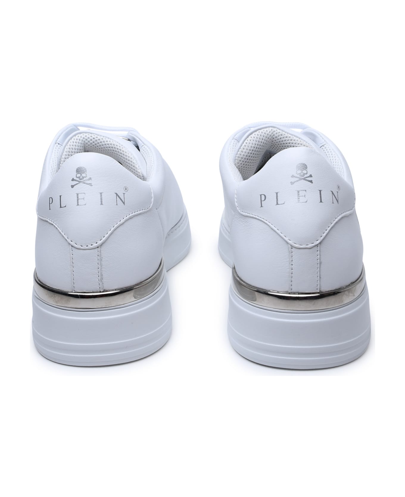 Philipp Plein Hexagon White Leather Sneakers - White