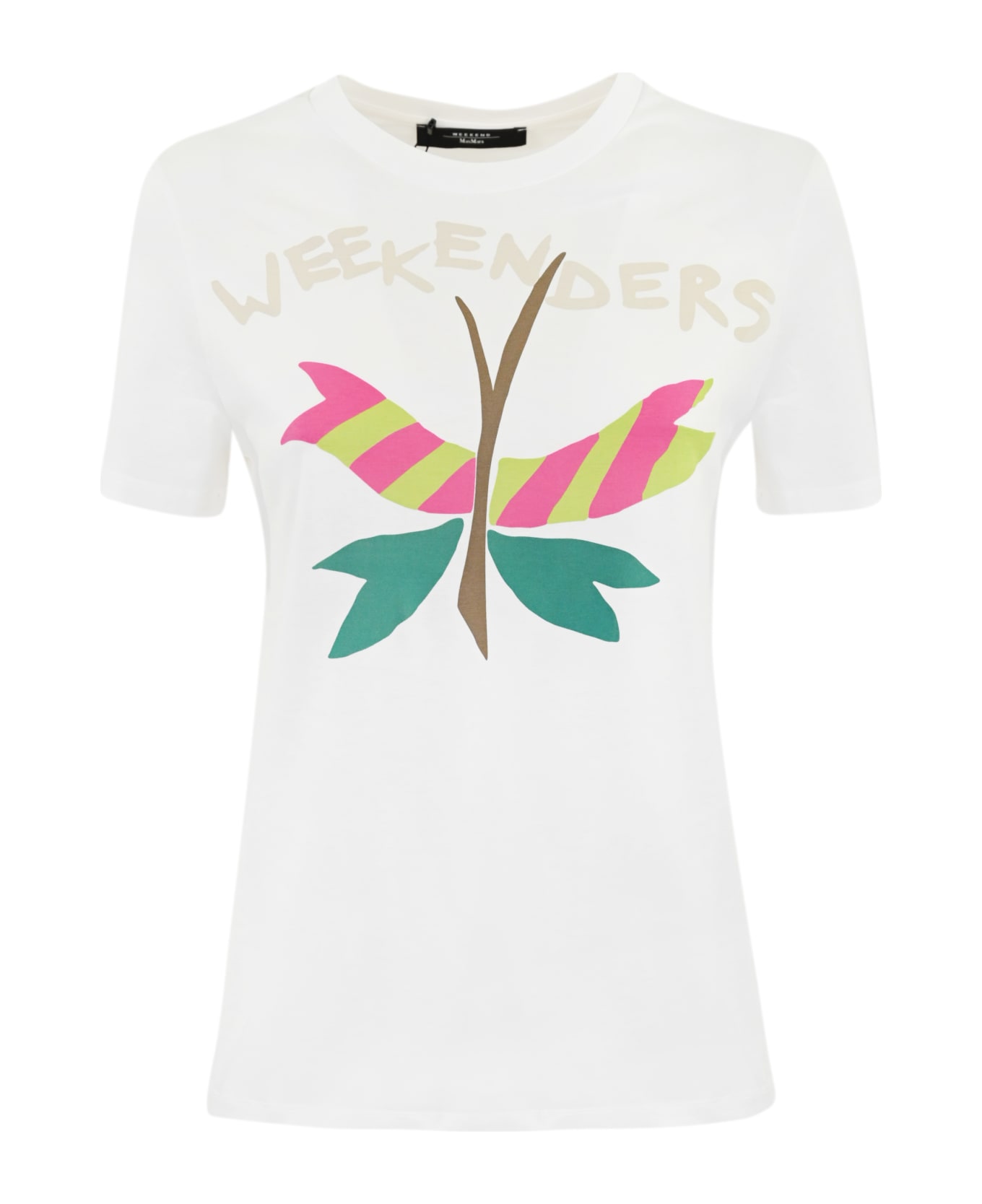 Weekend Max Mara White 'nervi' Cotton T-shirt With Nervers Print - OFF WHITE