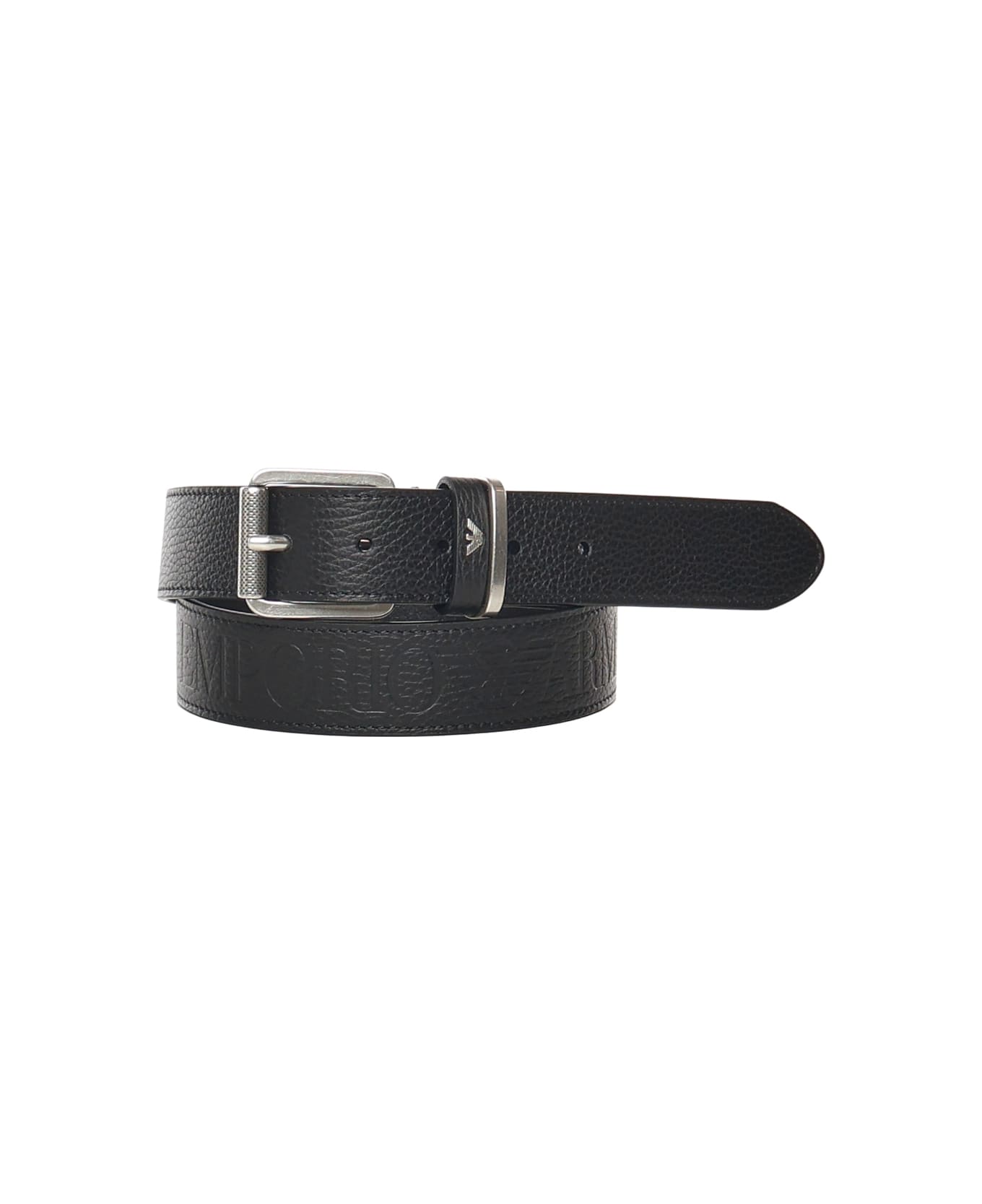 Emporio Armani Leather Belt With Logo - Black ベルト