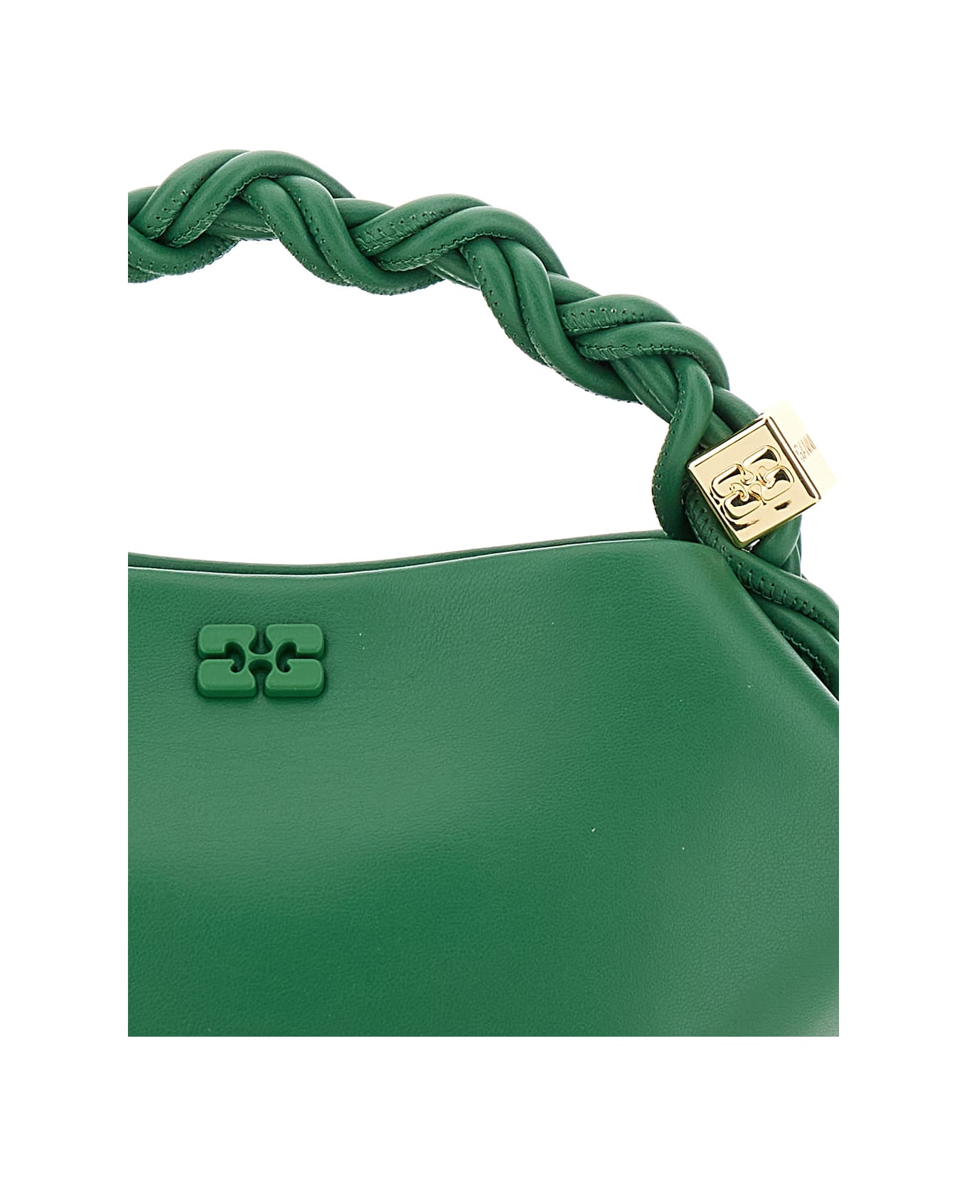 Ganni 
ganni Bou Mini
 Green Handbag With Butterfly Logo And Braided Handle In Leather Woman - Green