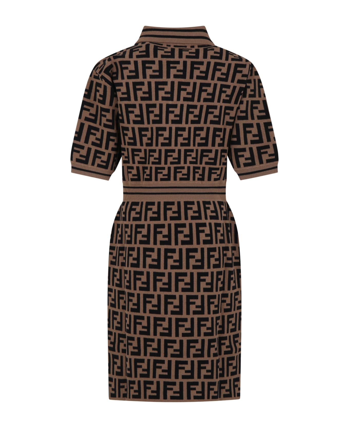 Fendi Brown Dress For Girl With Ff - Marrone