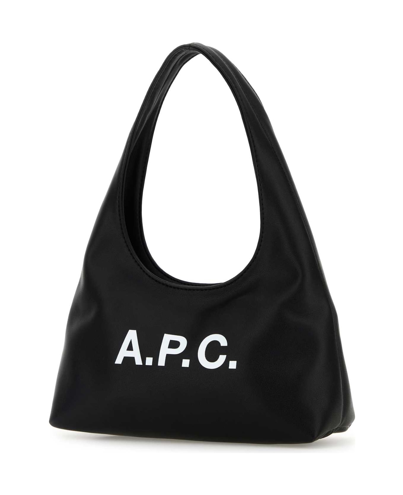 A.P.C. Black Synthetic Leather Small Ninon Shoulder Bag - Black