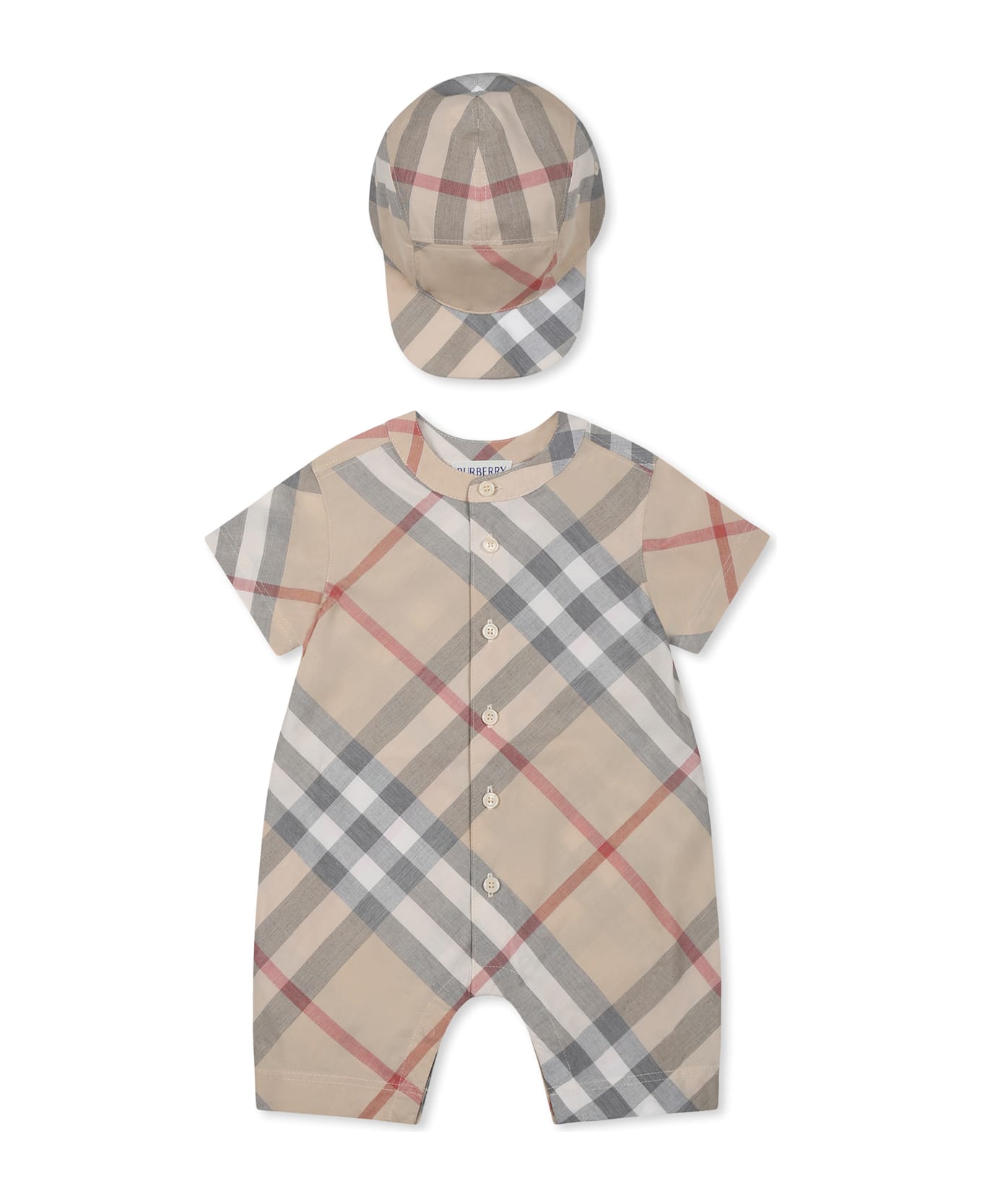 Burberry Beige Set For Babykids With Vintage Check - Beige
