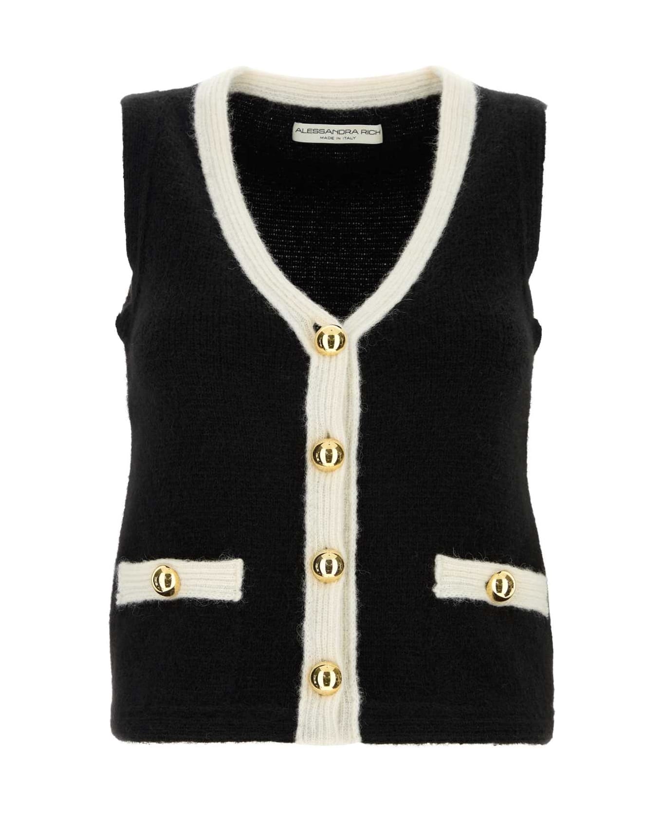Alessandra Rich Black Alpaca Blend Vest - BLACK