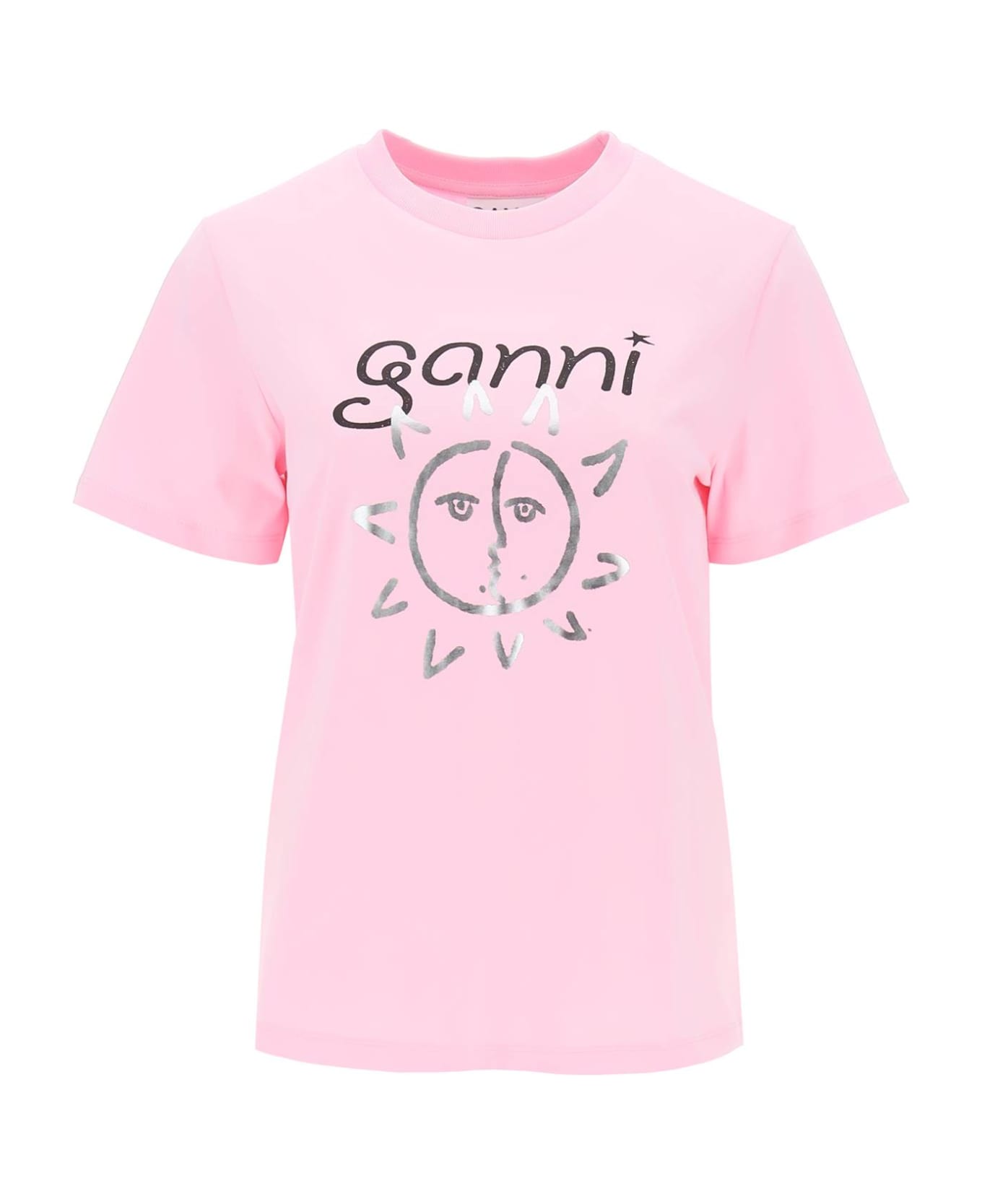 Ganni Crew-neck T-shirt With Print - LILAC SACHET (Pink)