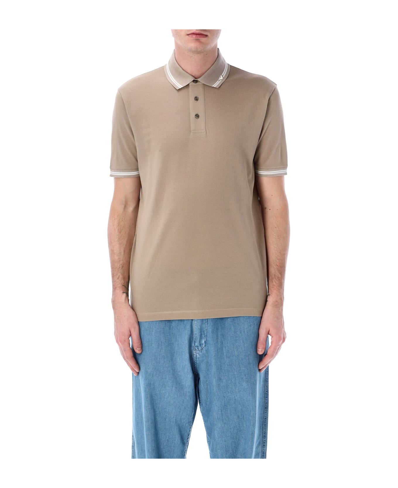 Emporio Armani Piqué Polo Shirt - ROASTED CASHEW TIPPING AND EAG