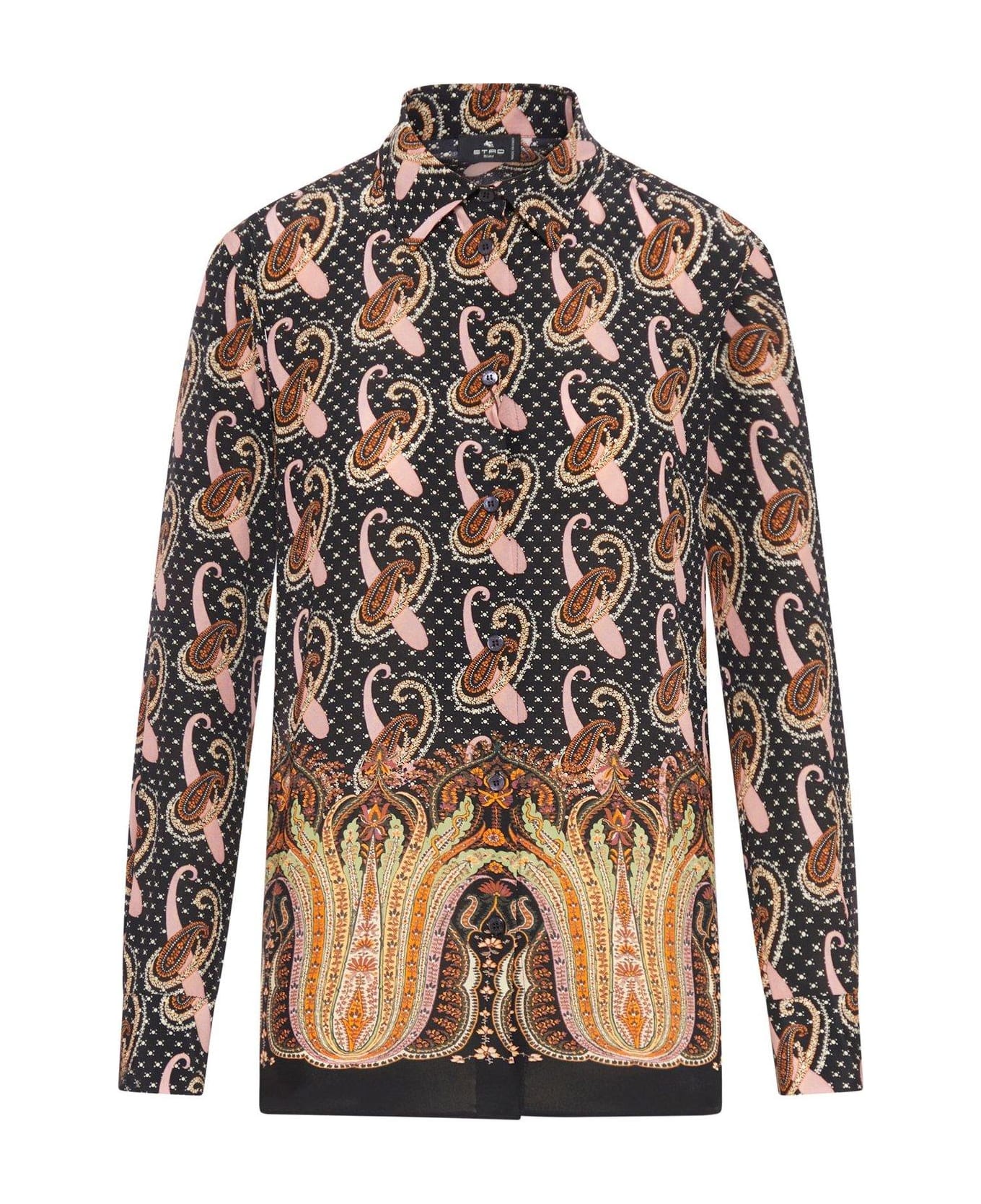 Etro All-over Patterned Long-sleeved Shirt - Black