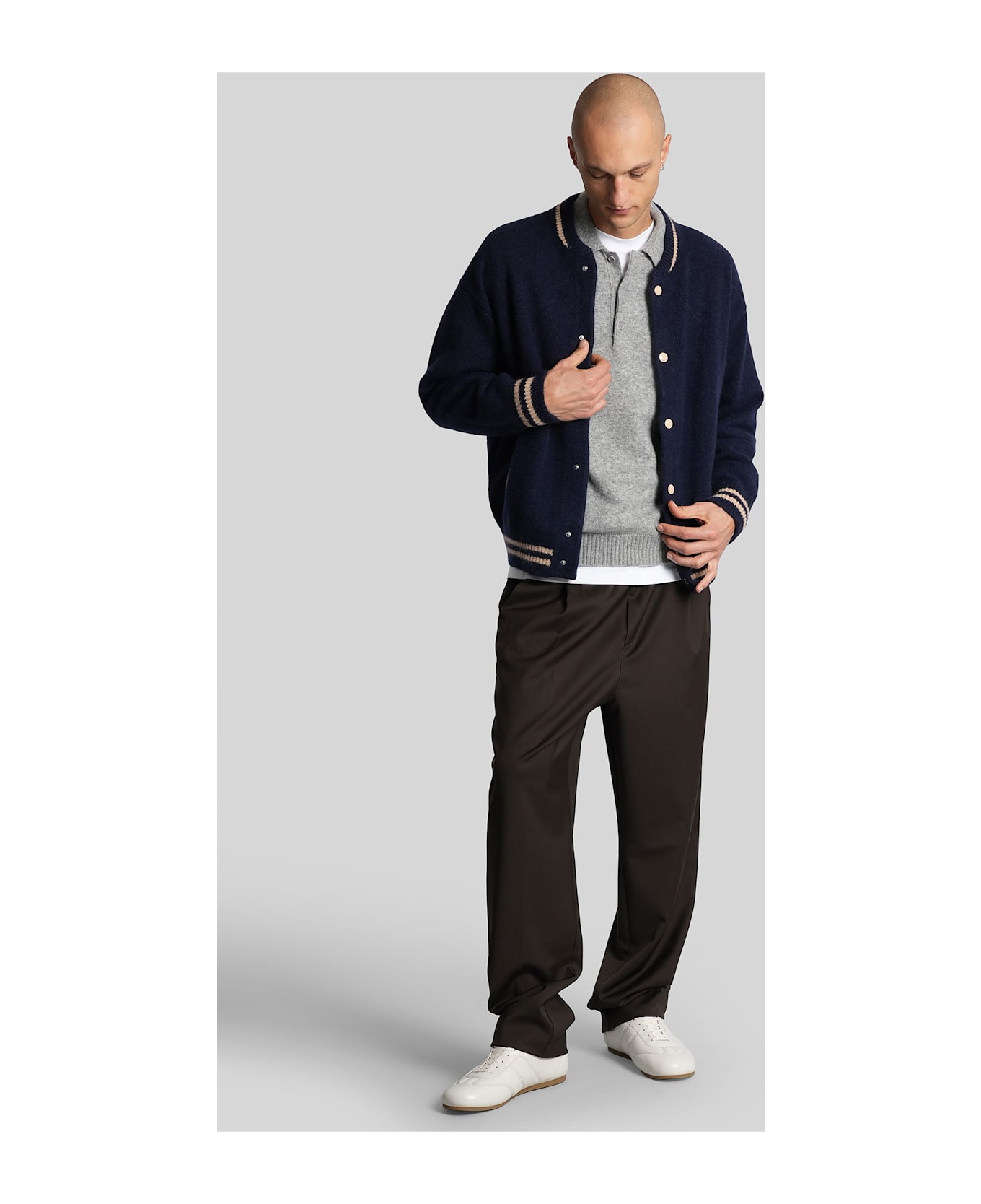 Laneus Casual Jacket In Grey Cashmere - grey