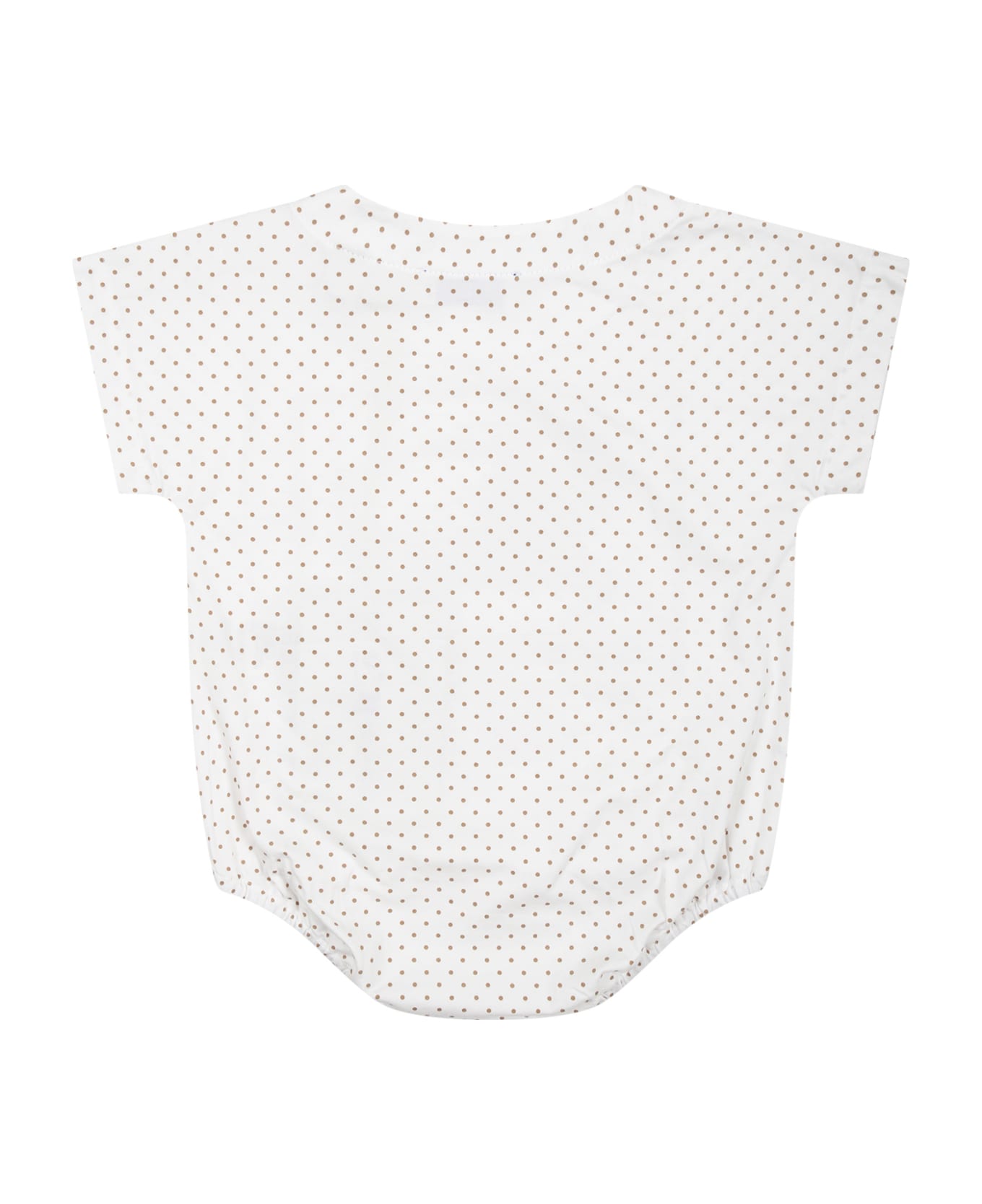 Burberry White Babies Outfit With All-over Logo And Polka Dots - White