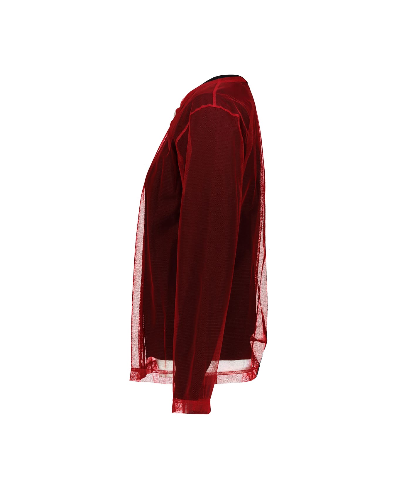 Comme des Garçons Crew Neck Cardigan - Black/ Red