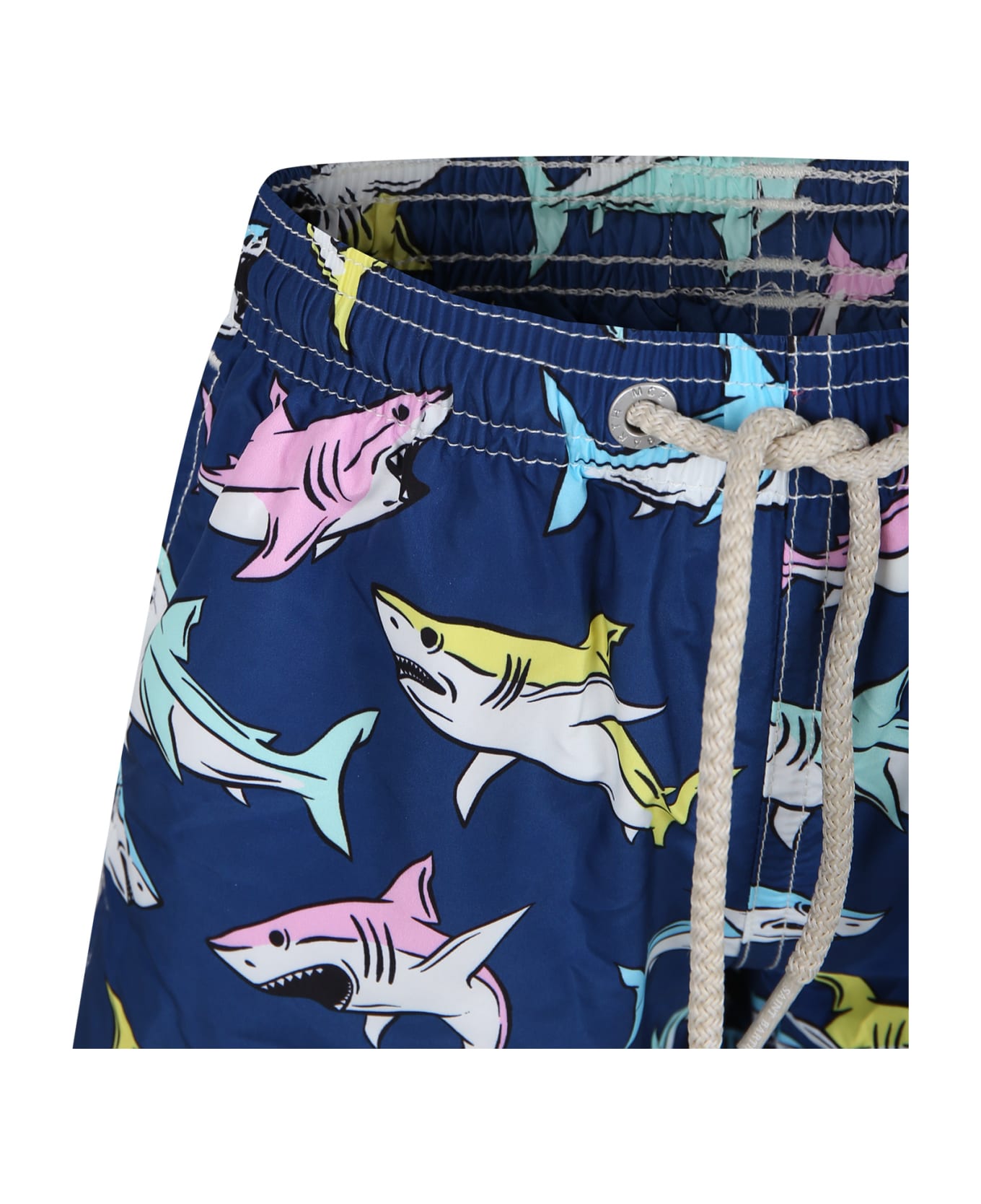 MC2 Saint Barth Blue Swim Shorts For Boy With Shark Print - Blue