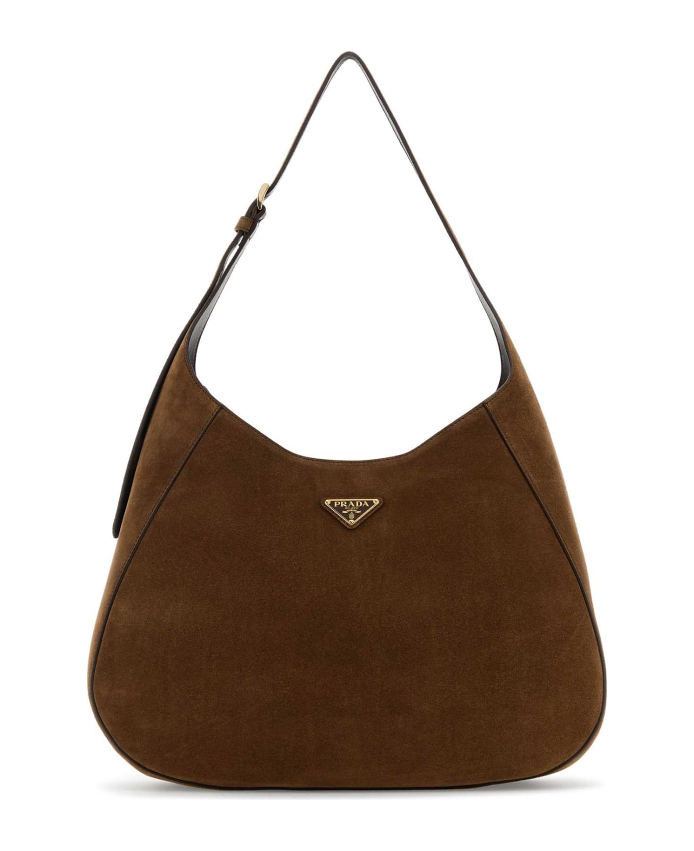 Prada Brown Suede Large Shoulder Bag - CACAO