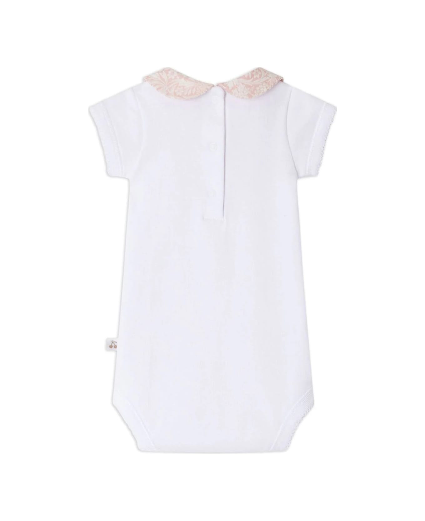 Bonpoint White And Pale Pink Calix Bodysuit - White