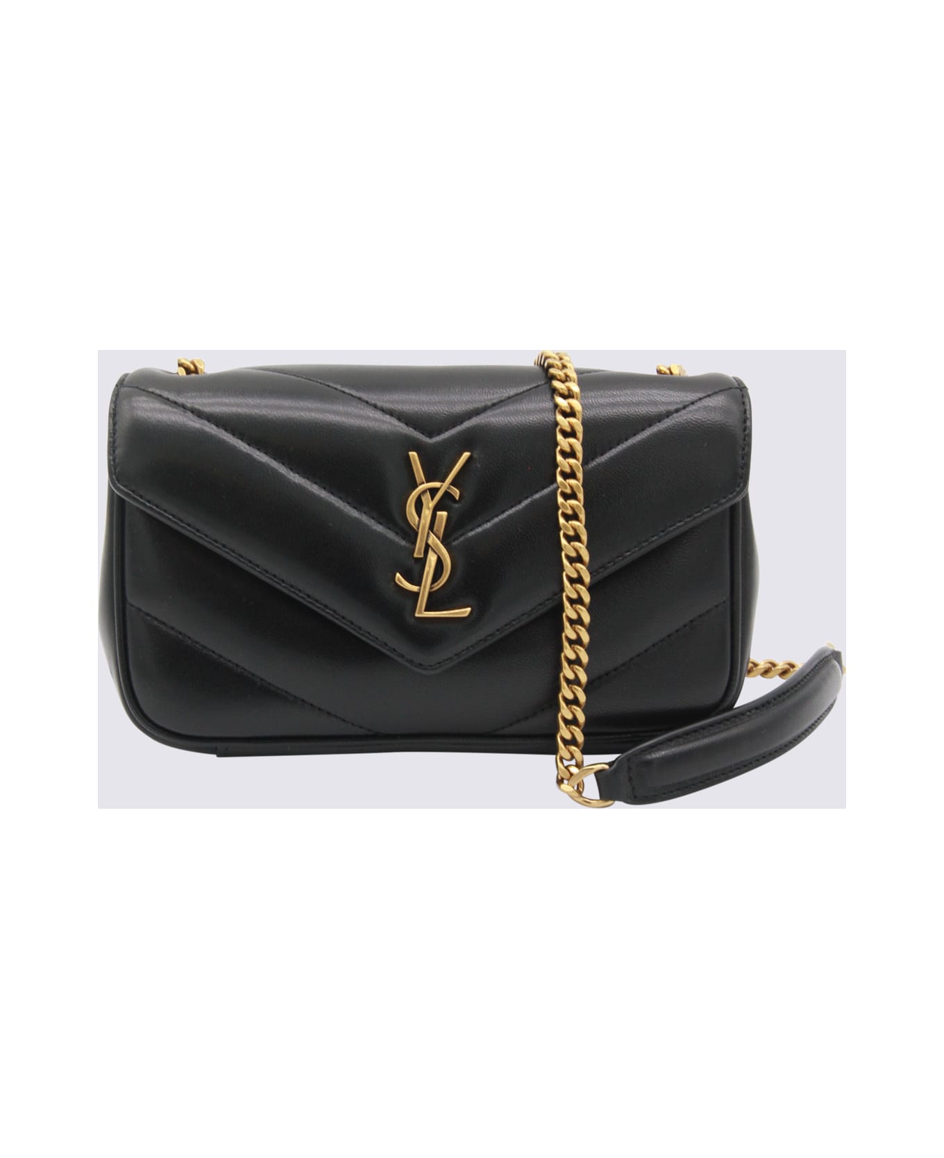 Saint Laurent Black Leather Loulou Mini Bag - Black