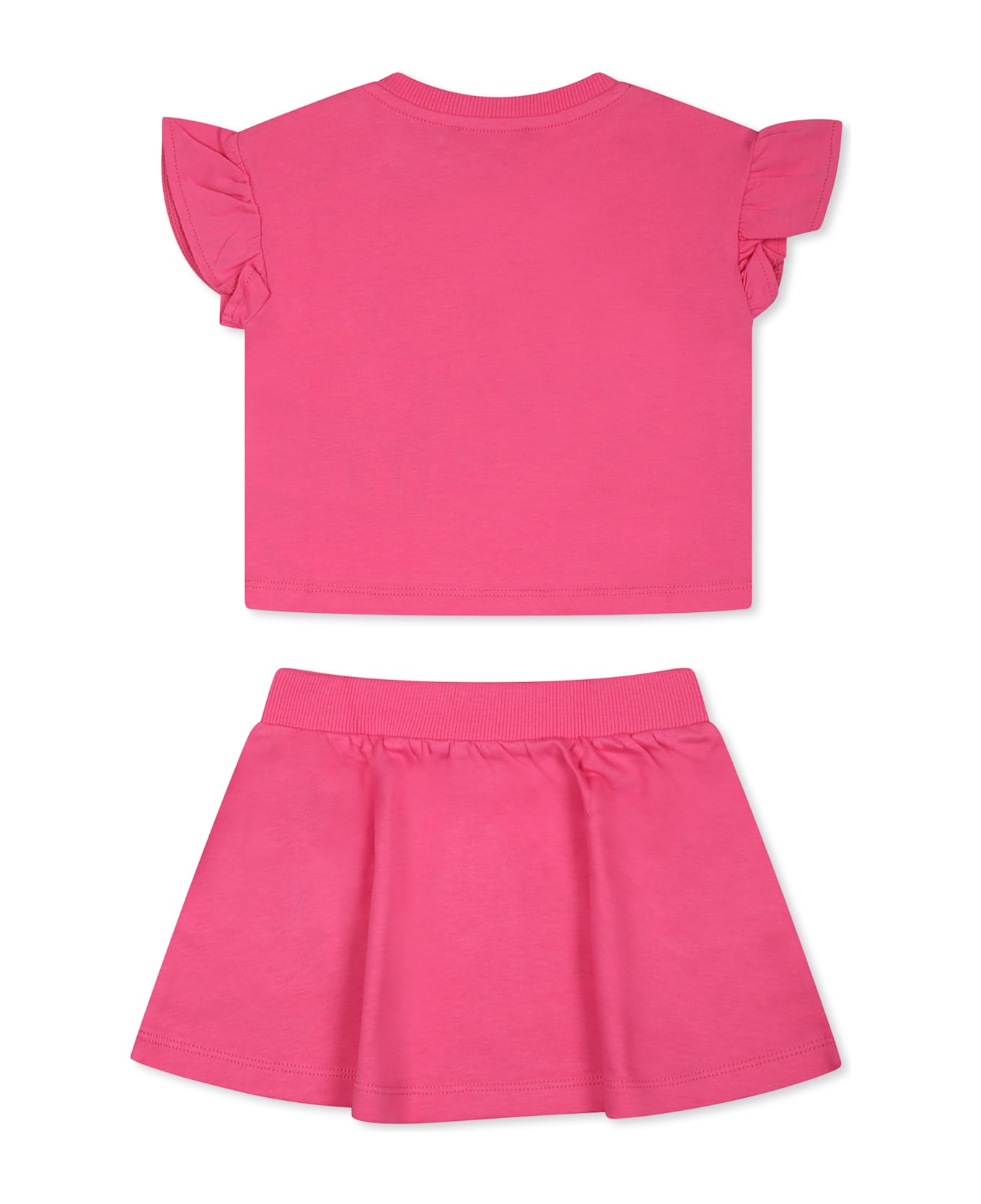 Moschino Fuchsia Suit For Baby Gir With Teddy Bear - Fuchsia
