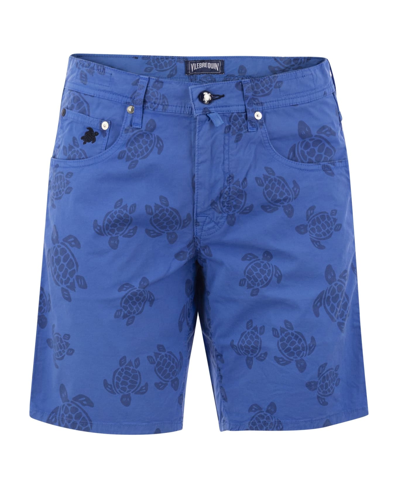 Vilebrequin Bermuda Shorts With Ronde Des Tortues Resin Print - Blue Marine ショートパンツ