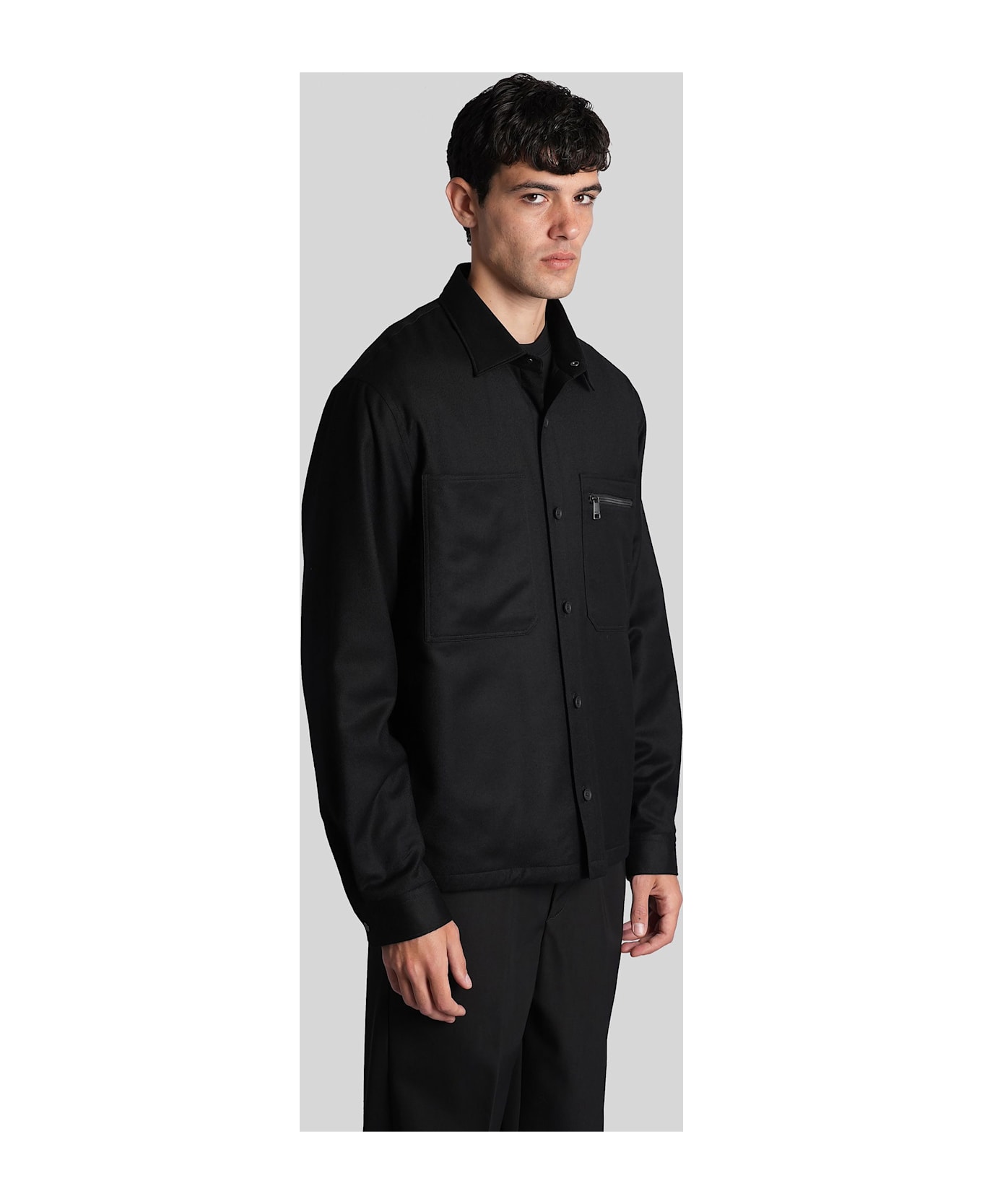 Zegna Casual Jacket In Black Wool - black