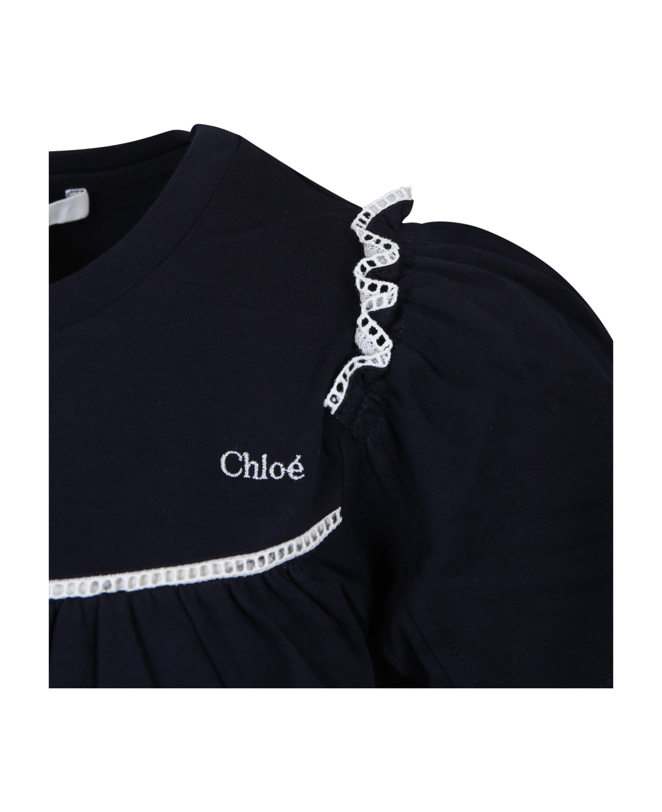 Chloé Blue Dress For Girl With Logo - Blue