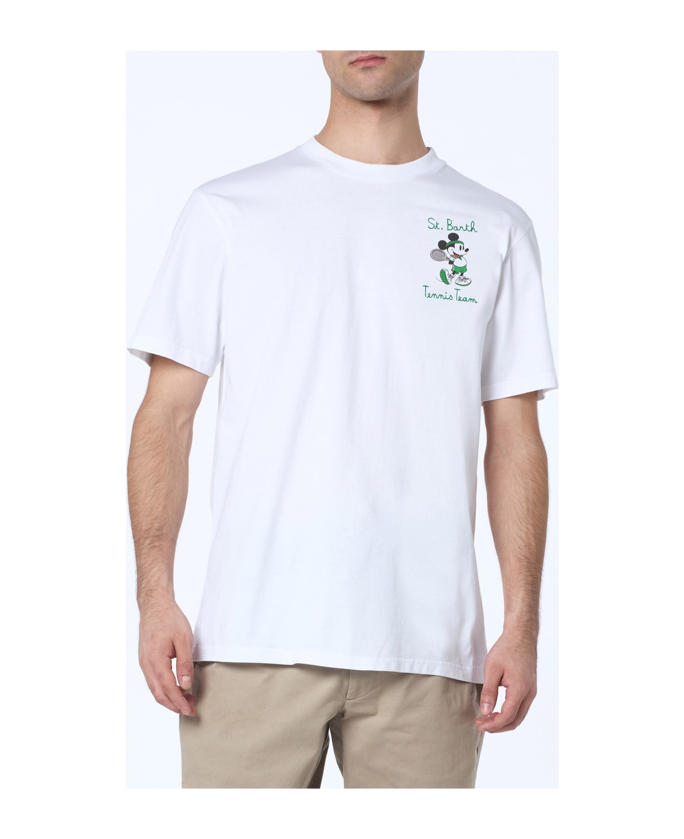 MC2 Saint Barth Man Cotton T-shirt With Mickey Mouse Print And Embroidery | Disney Special Edition - WHITE