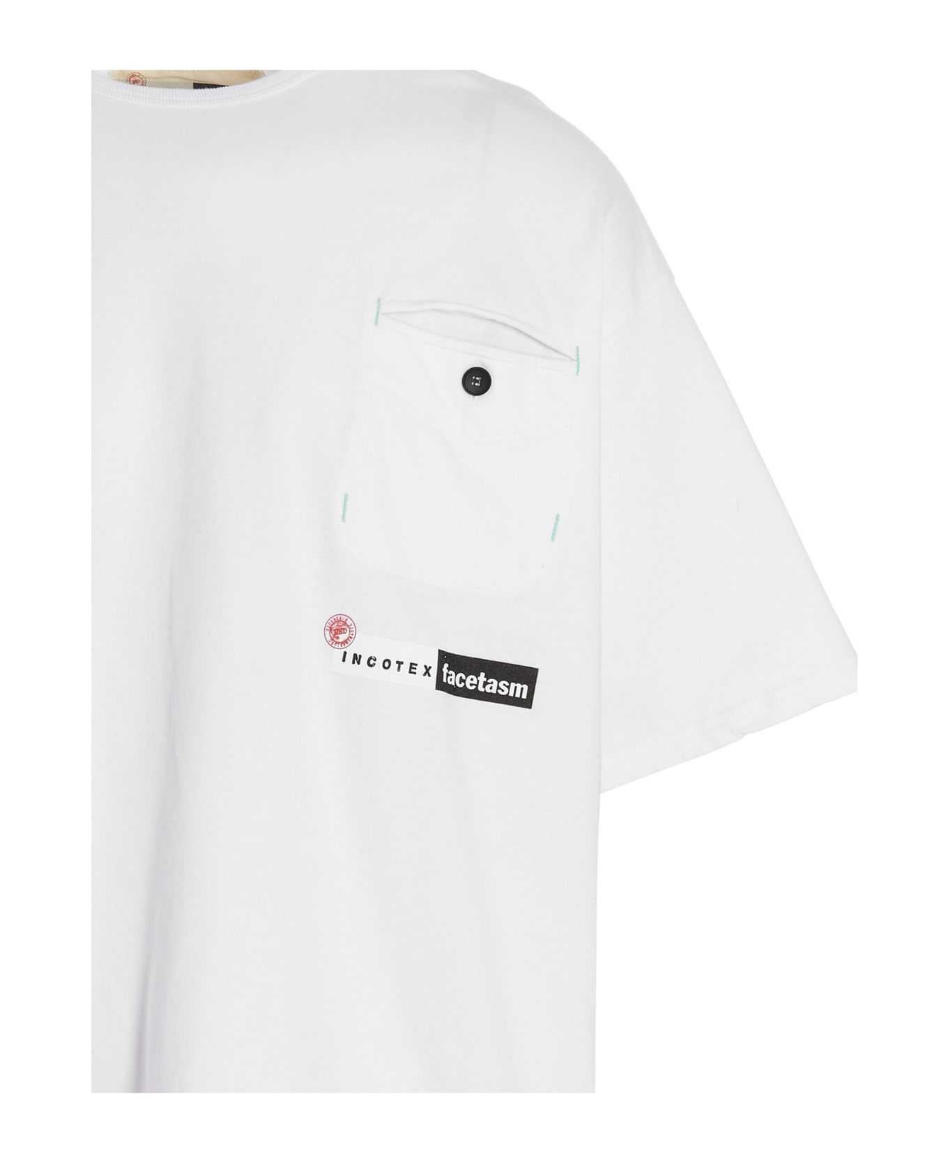 Incotex Red Logo Printed T-shirt - White