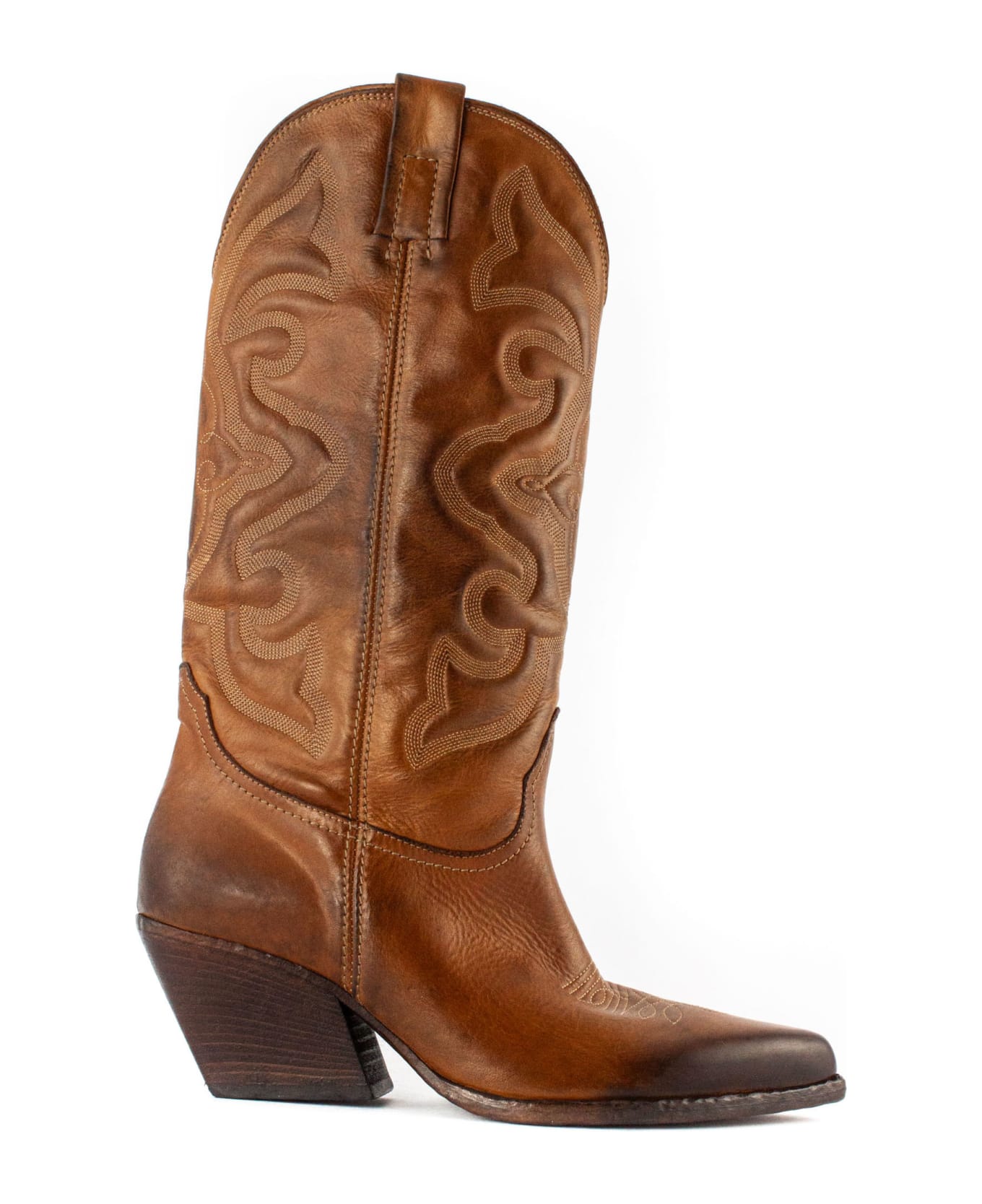 Elena Iachi Brown Leather Texan Boots - Brown ブーツ