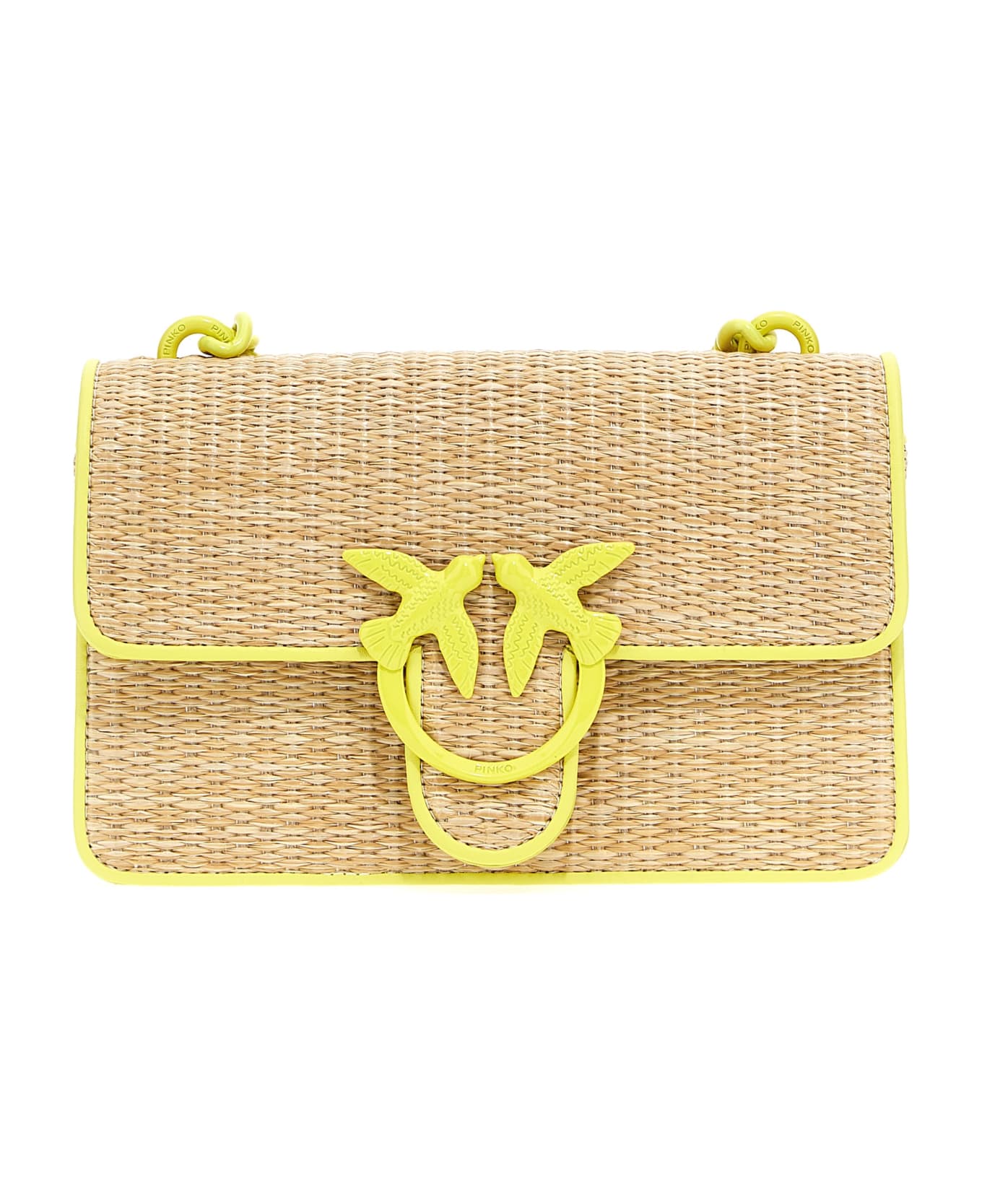 Pinko 'mini Love Bag Light' Crossbody Bag - Naturale/giallo-block color ショルダーバッグ