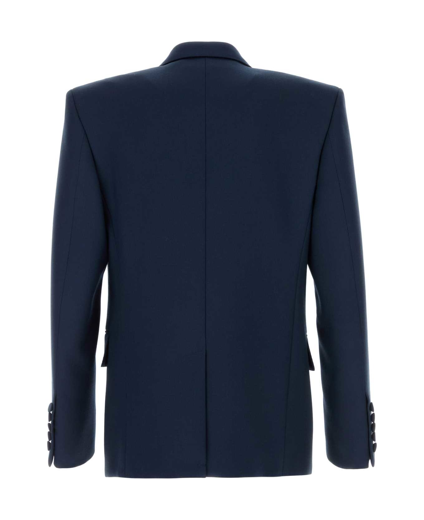 Valentino Garavani Navy Blue Wool Blazer - INDACO