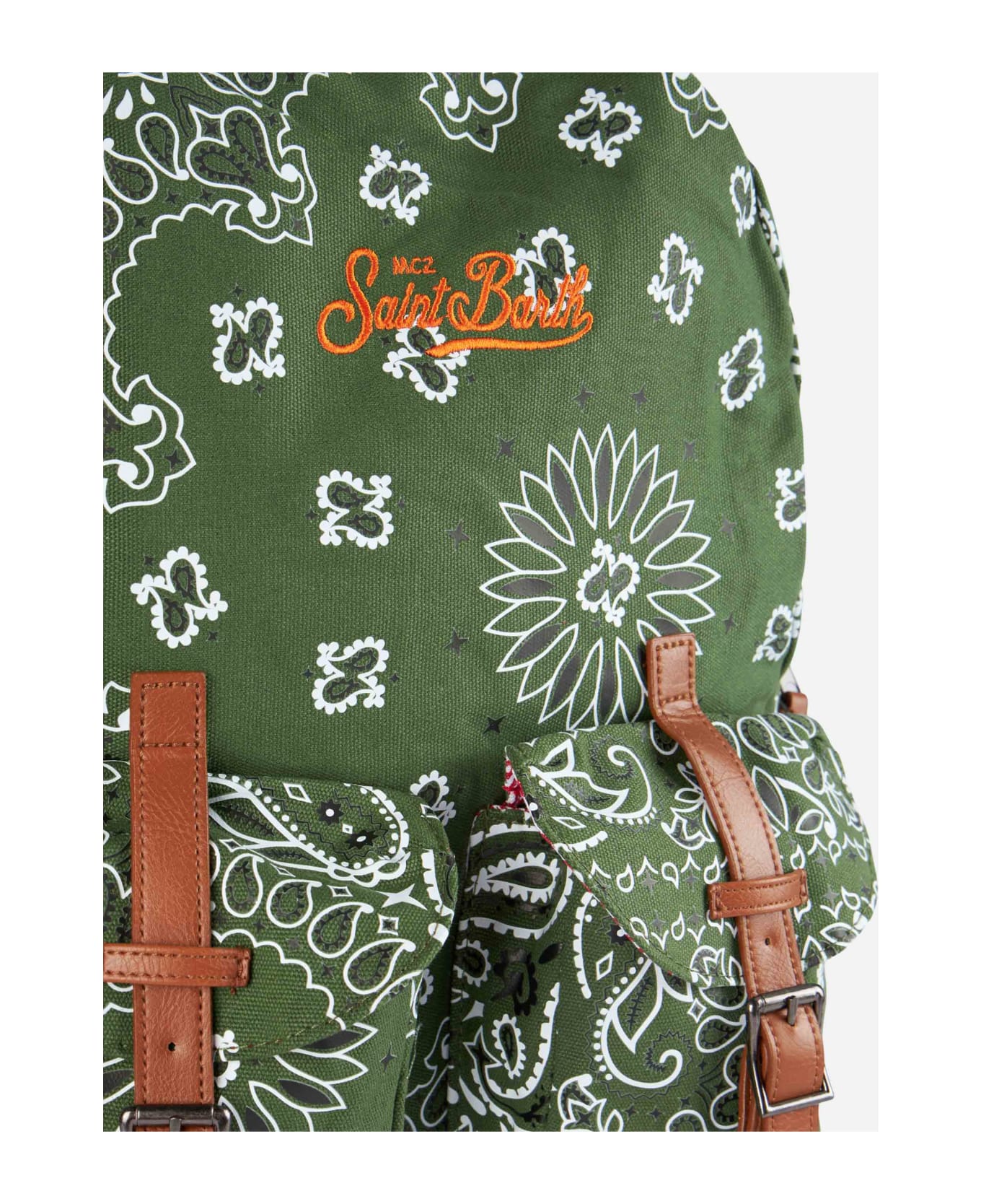 MC2 Saint Barth Canvas Backpack Cody With Green Bandanna Print