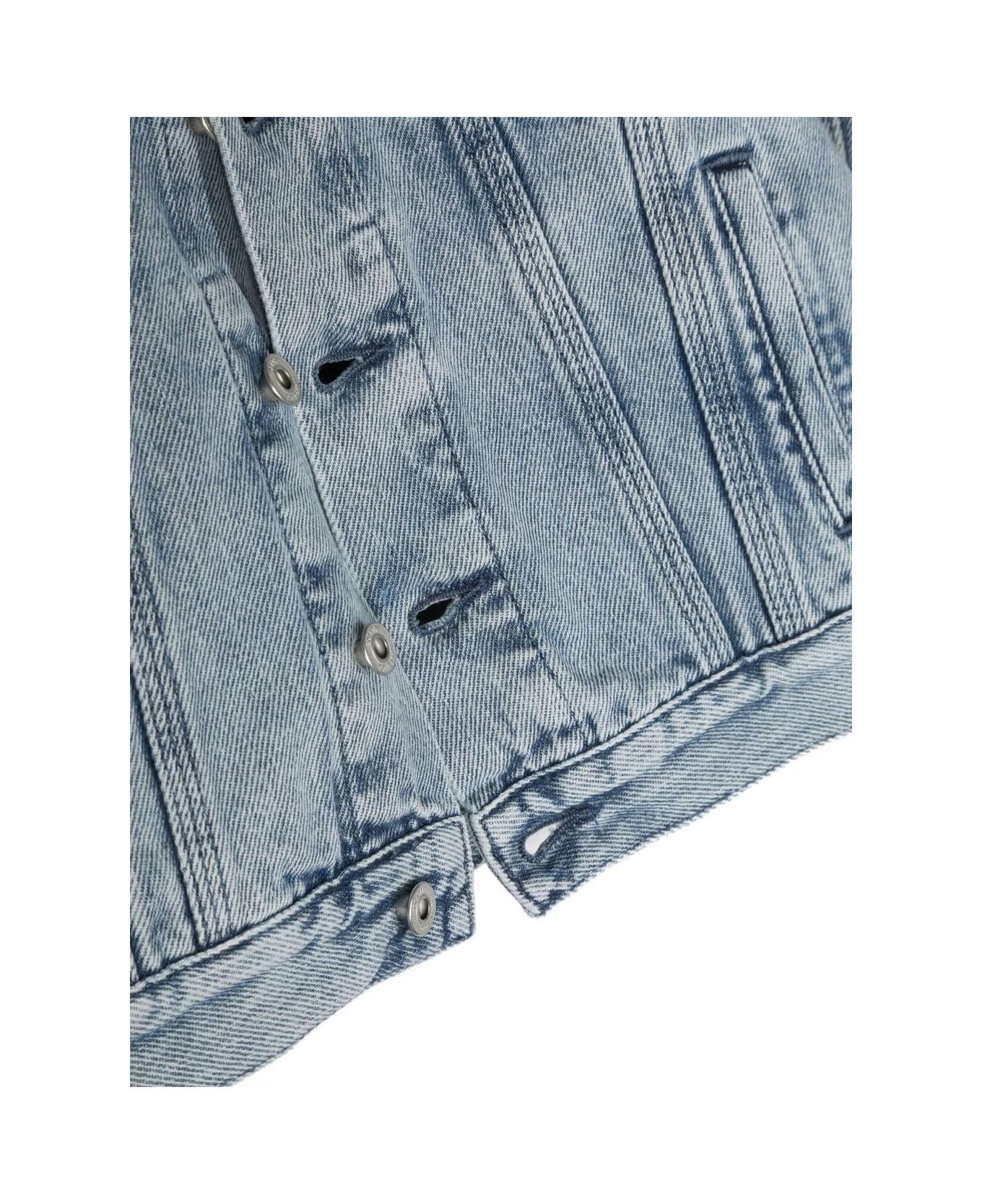Off-White Denim Jacket With Signature Diag-stripe Print In Blue Cotton Boy - Light blue