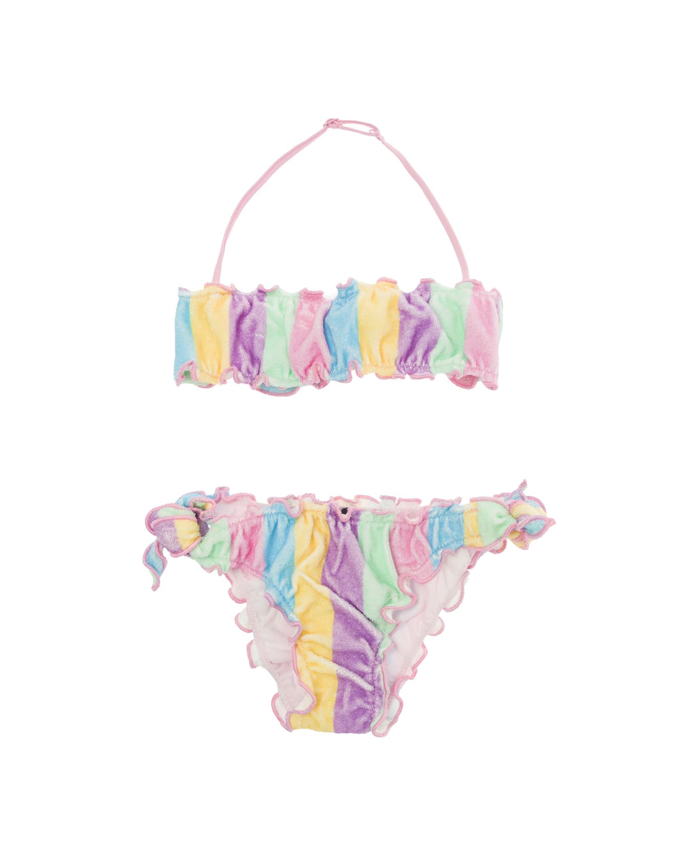 MC2 Saint Barth 'emy' Multicolor Two Piece Bikini With Stripe Motif In Stretch Cotton Blend Girl - Multicolor
